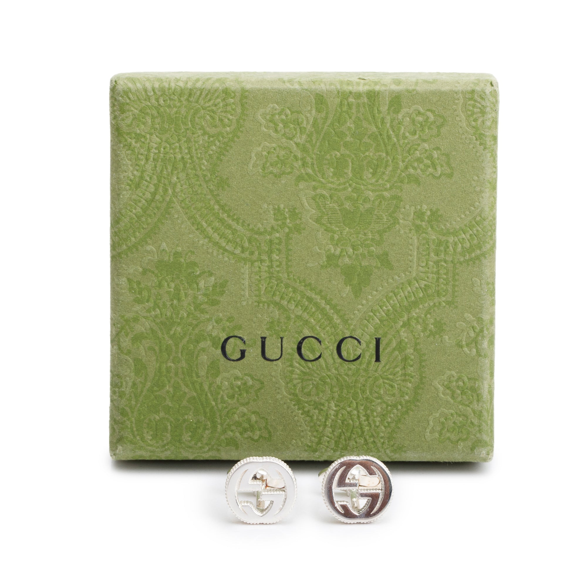 Gucci Sterling Silver Interlocking G Cufflinks w/ Box