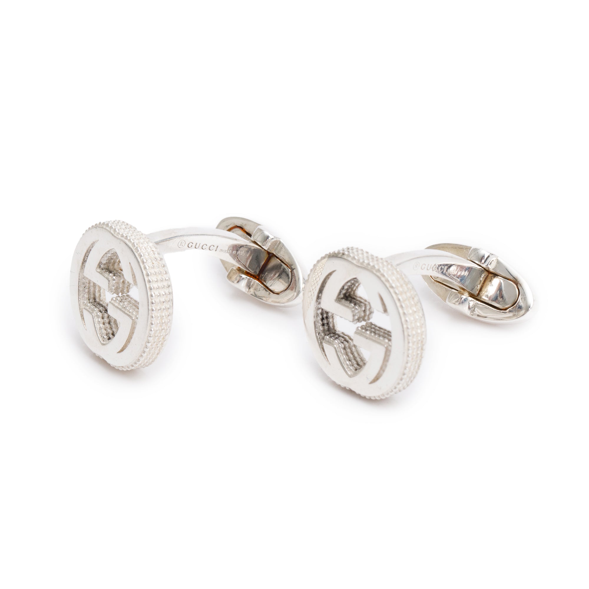 Gucci Sterling Silver Interlocking G Cufflinks w/ Box