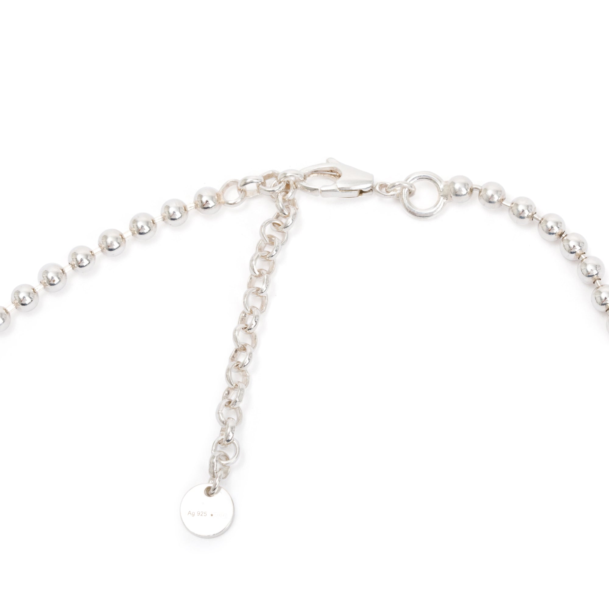 Gucci Sterling Silver Interlocking G Pendant Bead Necklace w/ Box