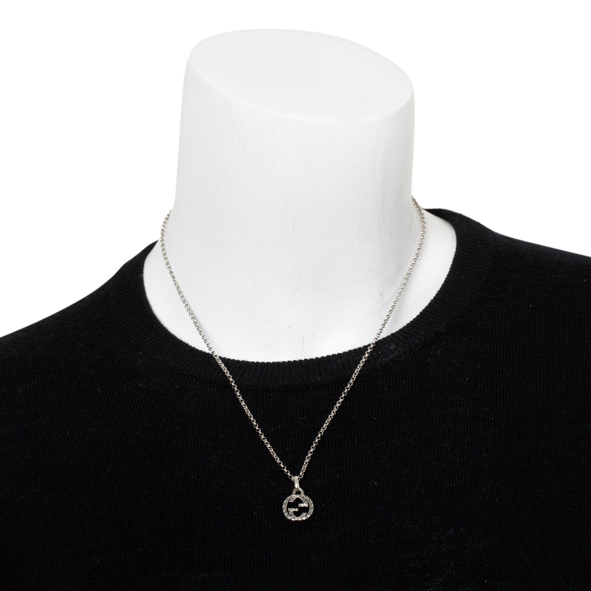 Gucci Sterling Silver Interlocking G Pendant Necklace