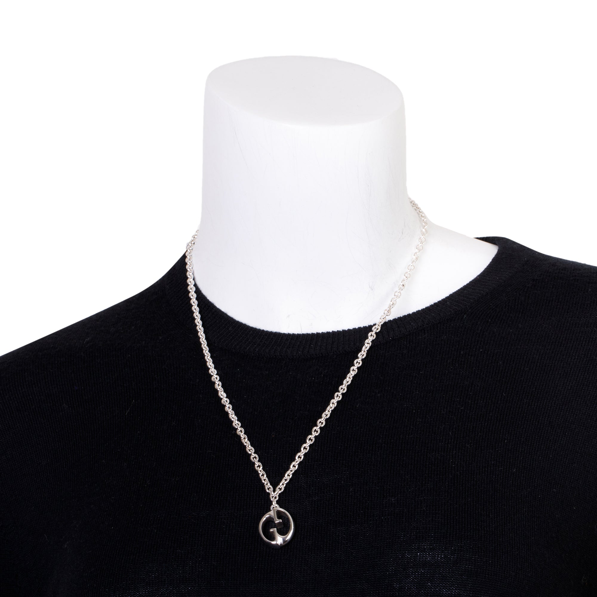 Gucci Sterling Silver Interlocking G Pendant Necklace