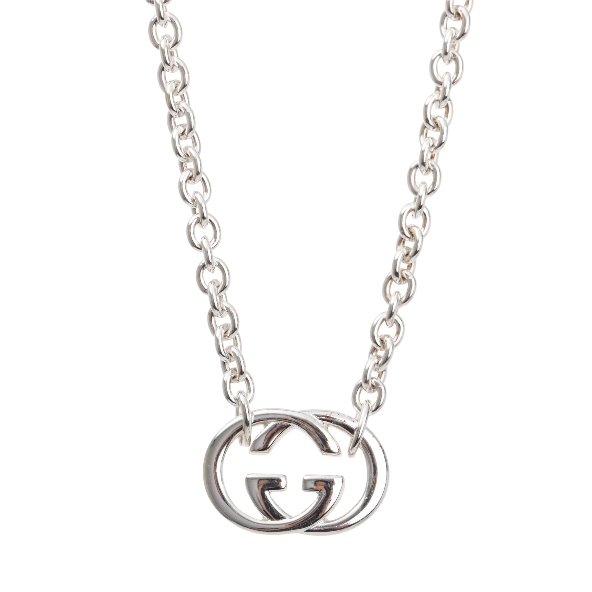Gucci Sterling Silver Interlocking G Pendant Necklace