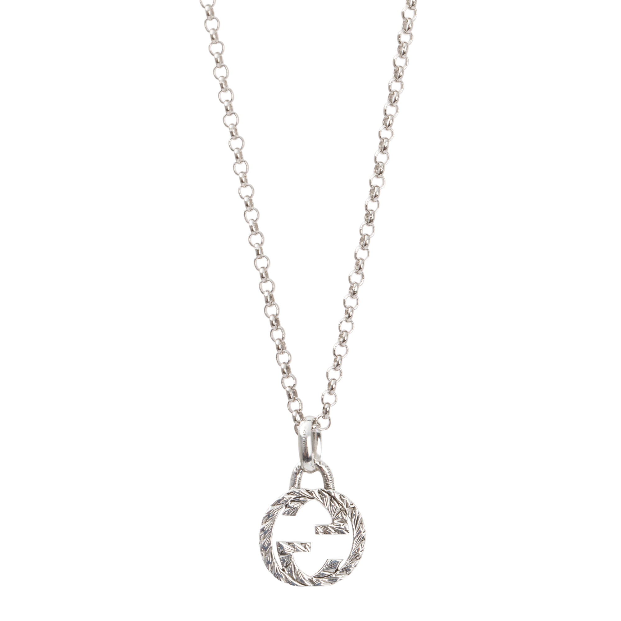 Gucci Sterling Silver Interlocking G Pendant Necklace