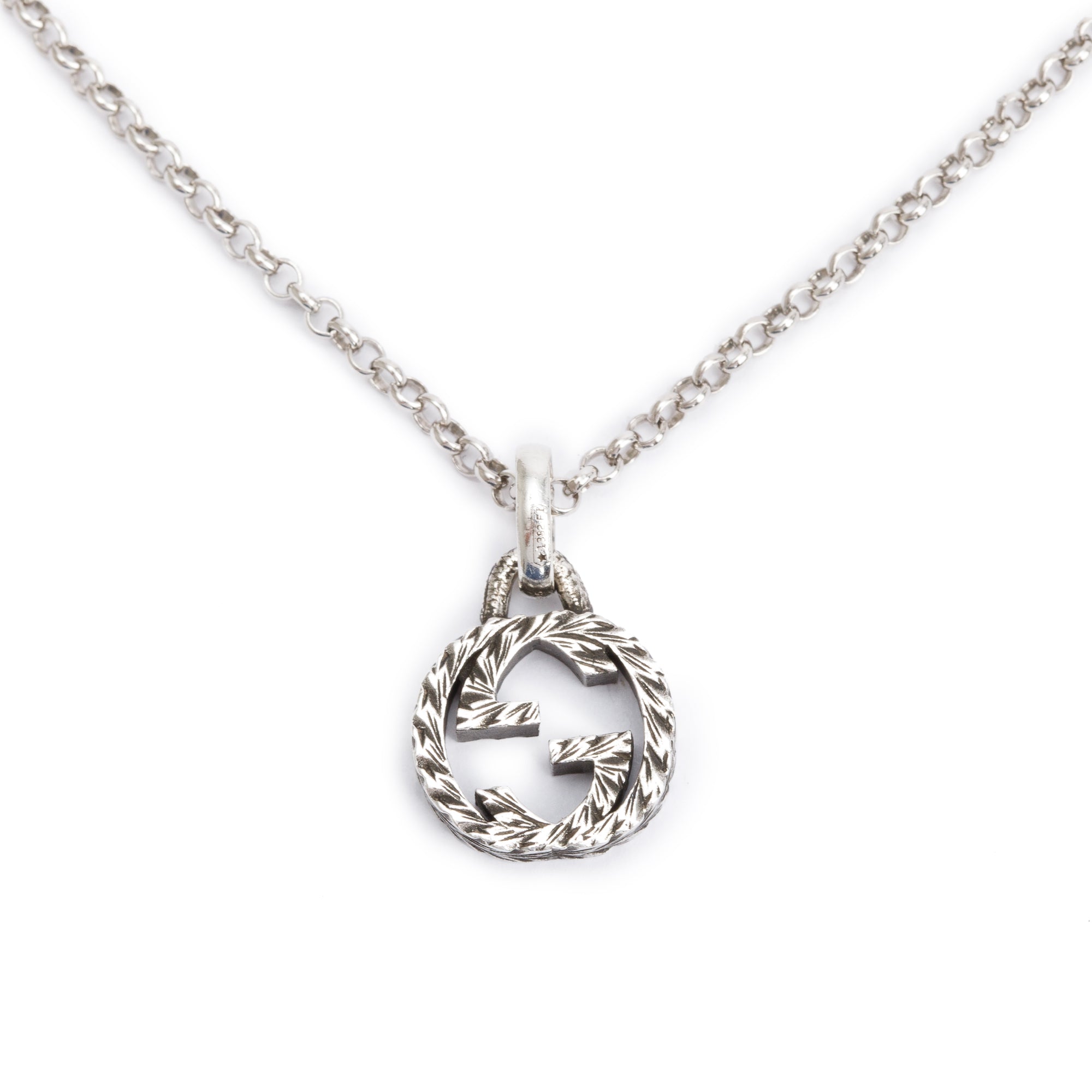 Gucci Sterling Silver Interlocking G Pendant Necklace