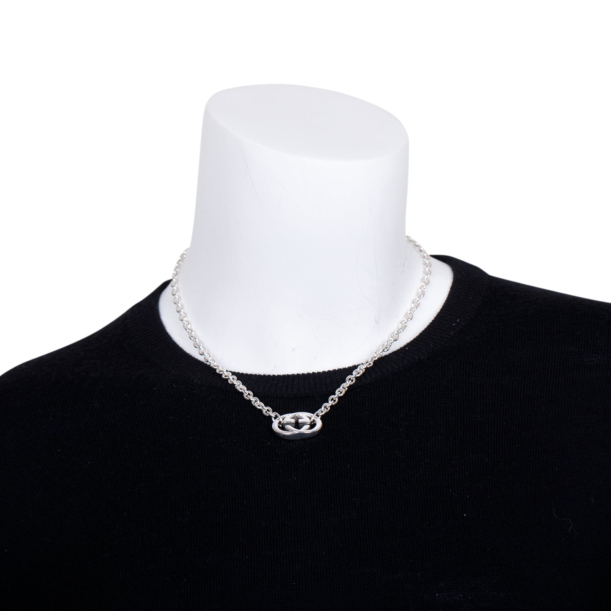 Gucci Sterling Silver Interlocking G Pendant Necklace