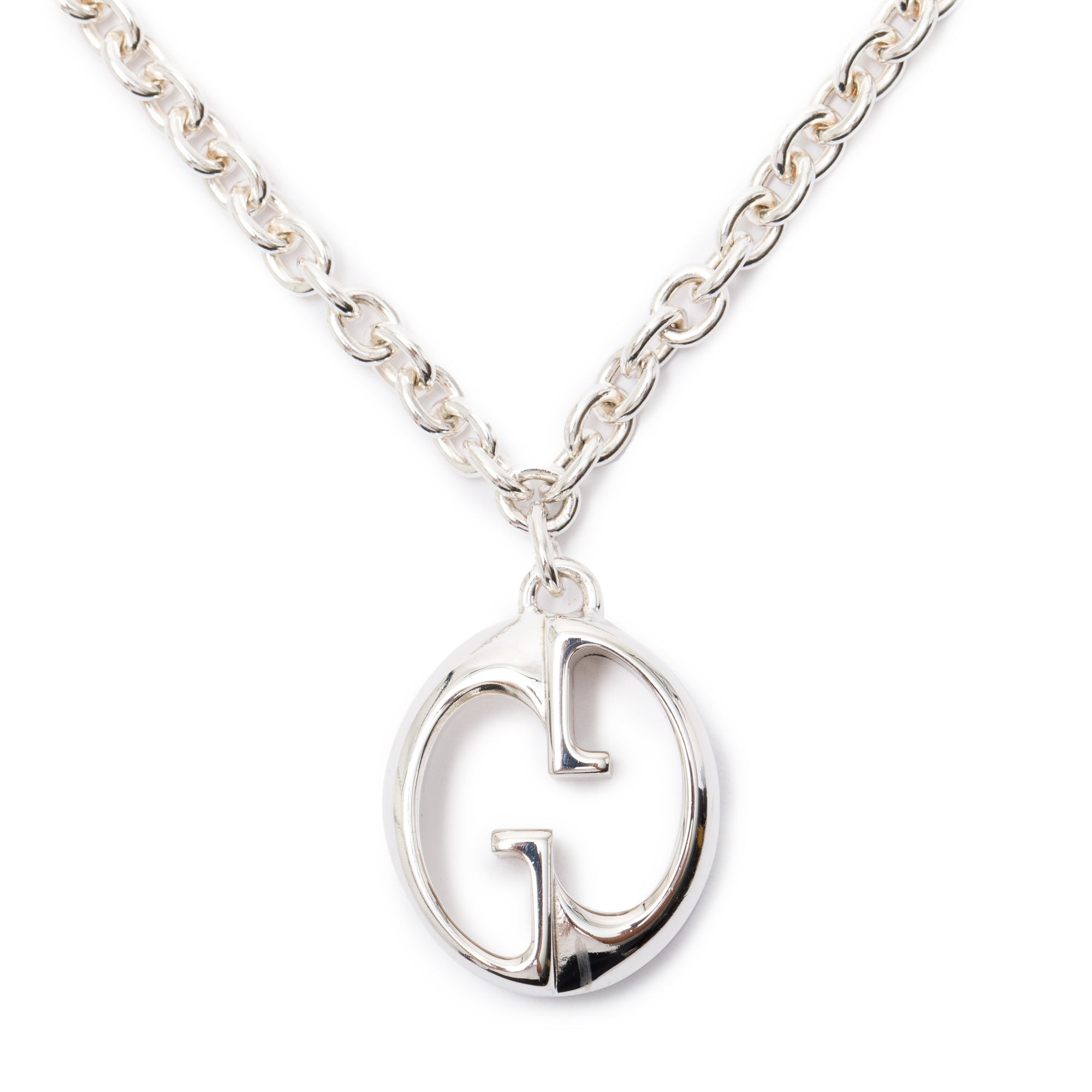 Gucci Sterling Silver Interlocking G Pendant Necklace