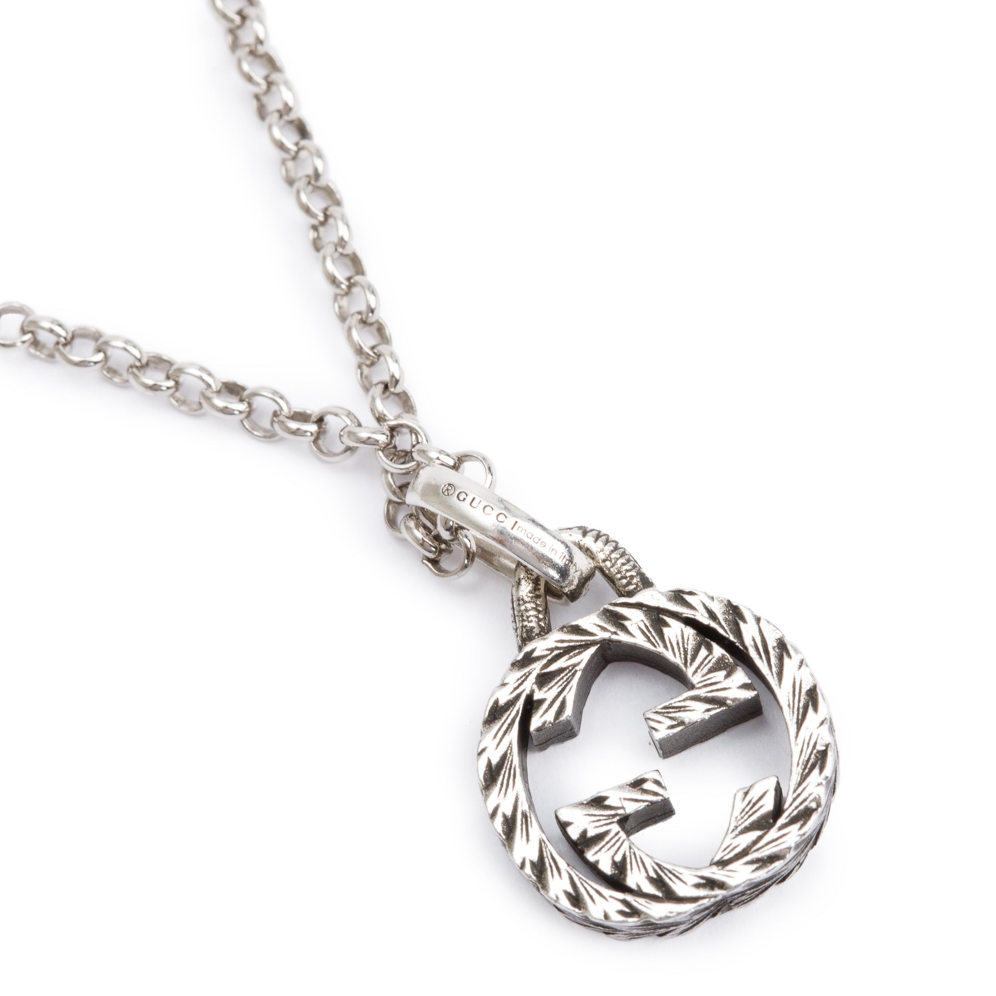 Gucci Sterling Silver Interlocking G Pendant Necklace