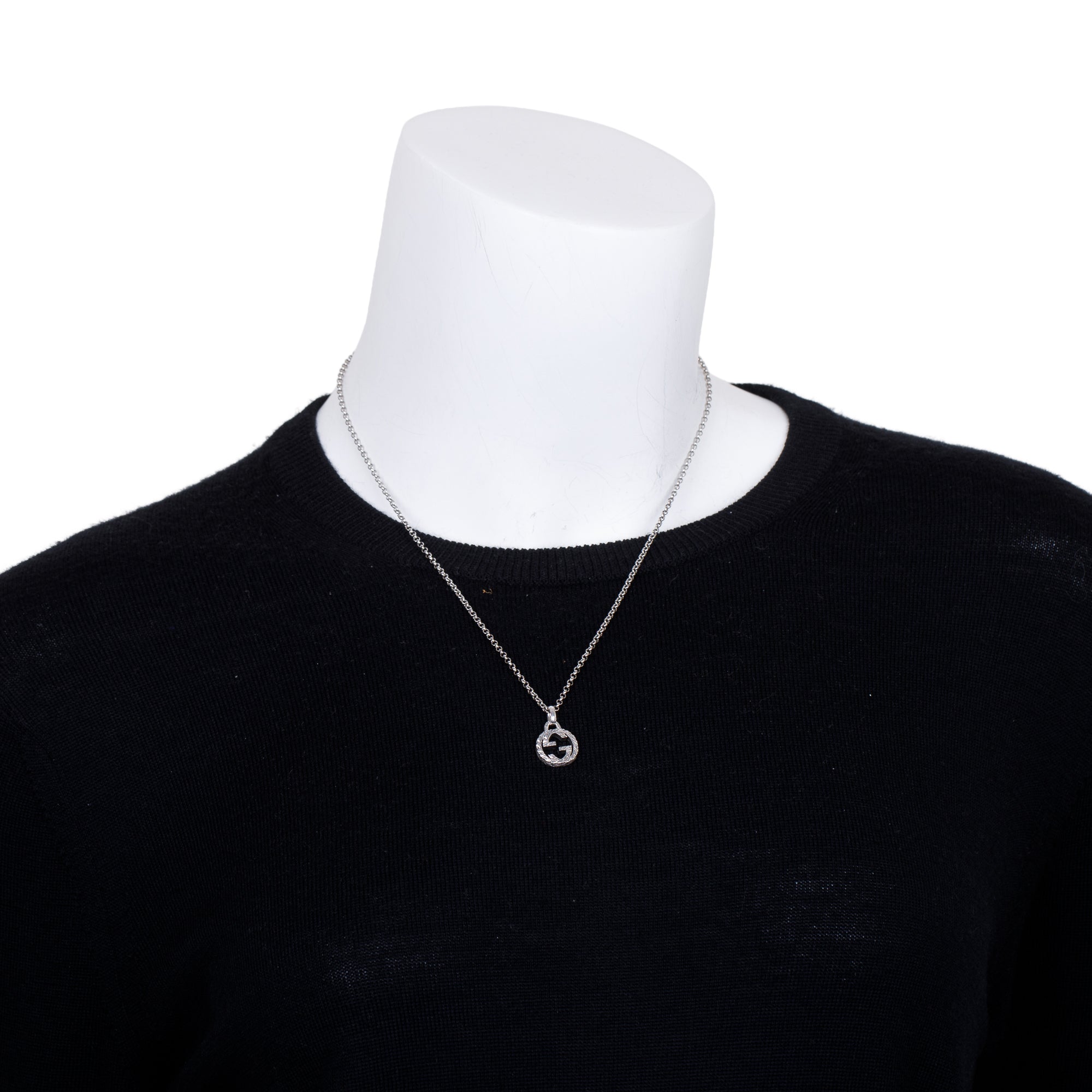 Gucci Sterling Silver Interlocking G Pendant Necklace