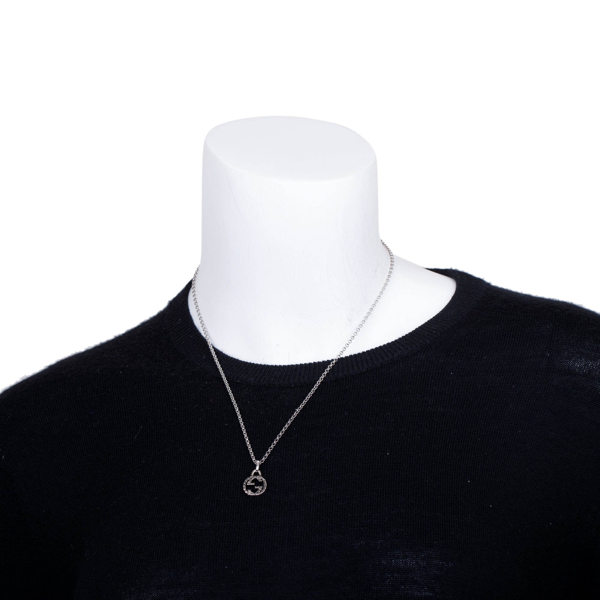 Gucci Sterling Silver Interlocking G Pendant Necklace w/ Box