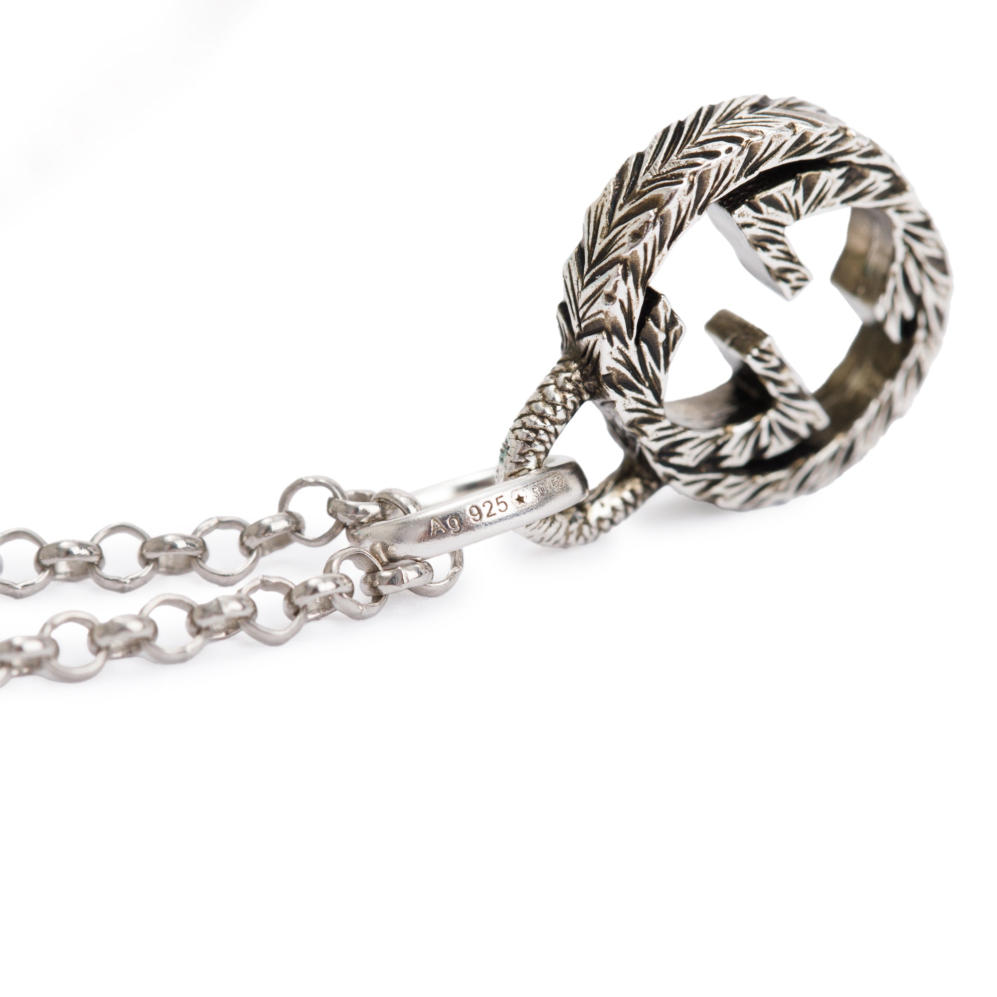 Gucci Sterling Silver Interlocking G Pendant Necklace w/ Box