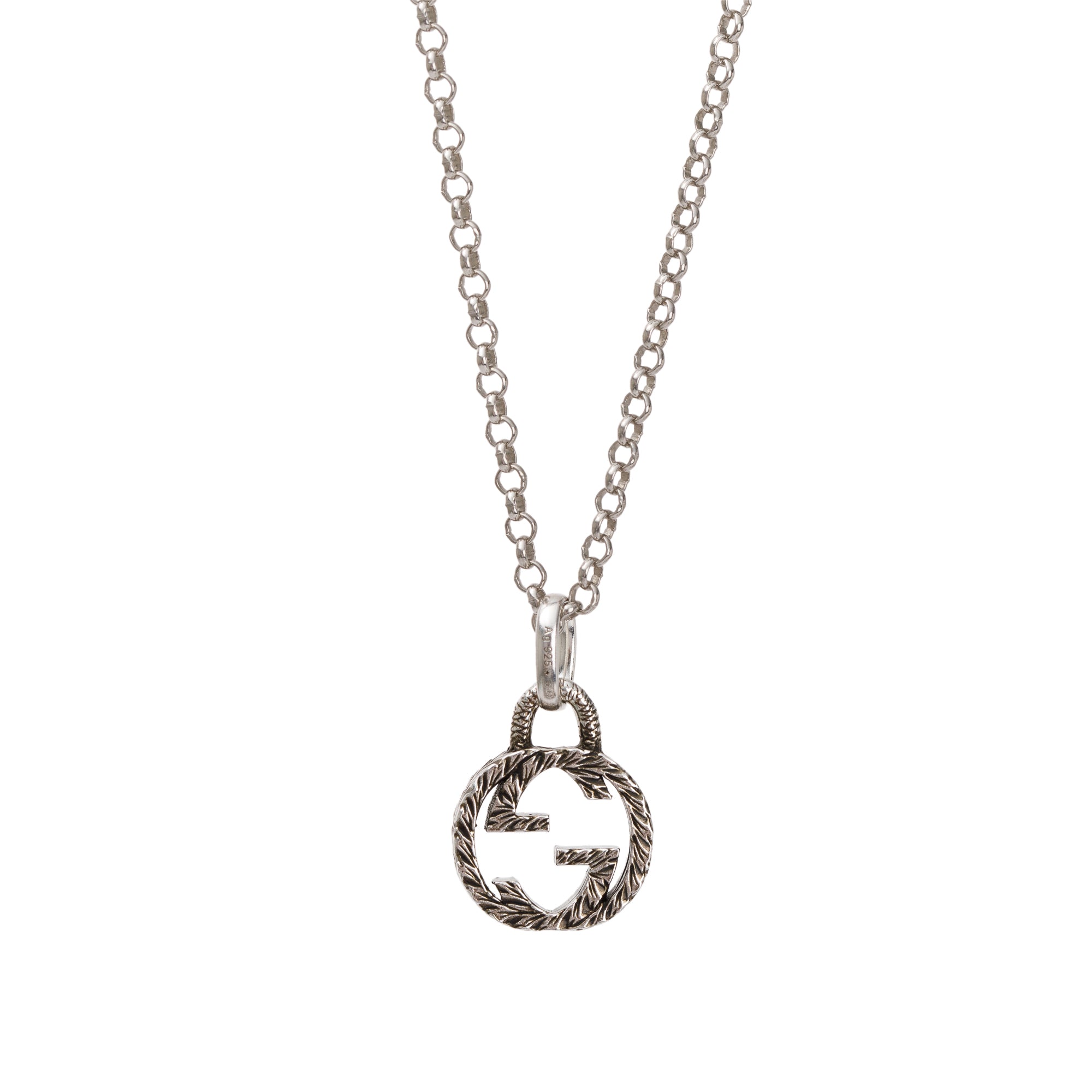 Gucci Sterling Silver Interlocking G Pendant Necklace w/ Box