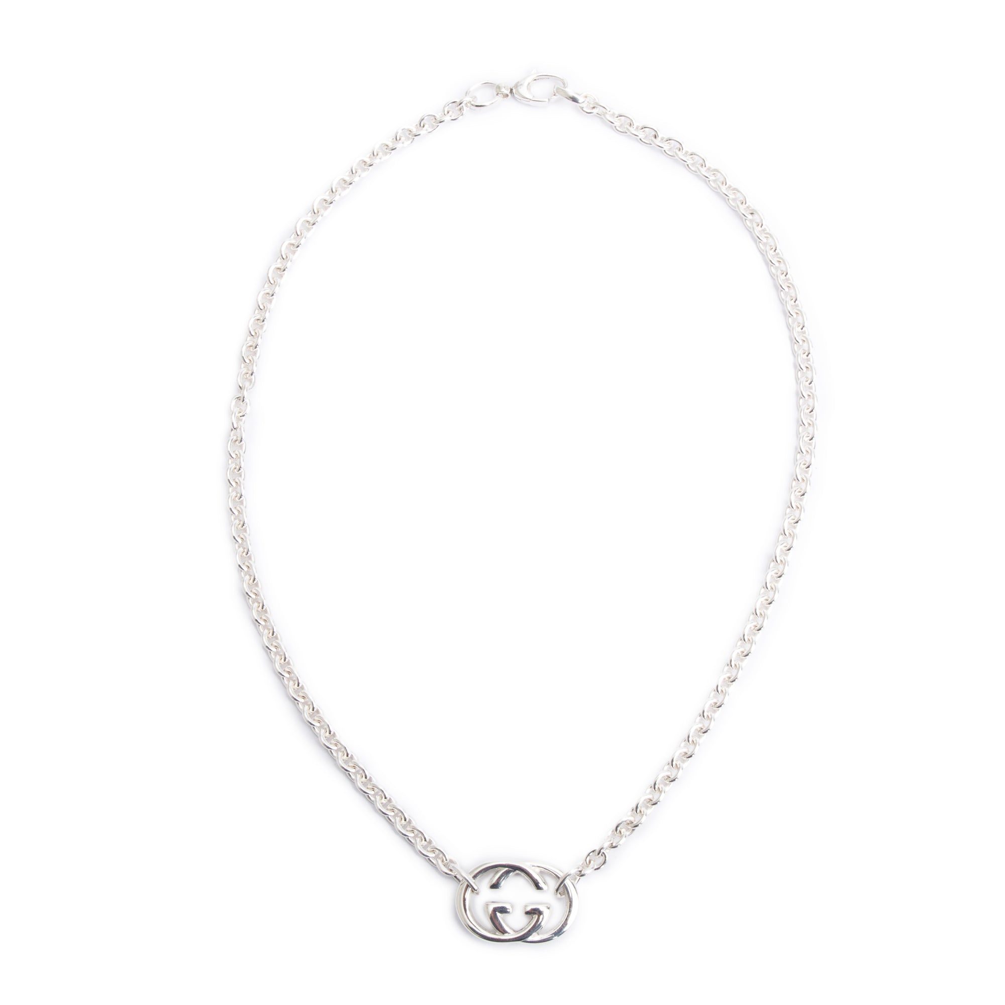 Gucci Sterling Silver Interlocking G Pendant Necklace