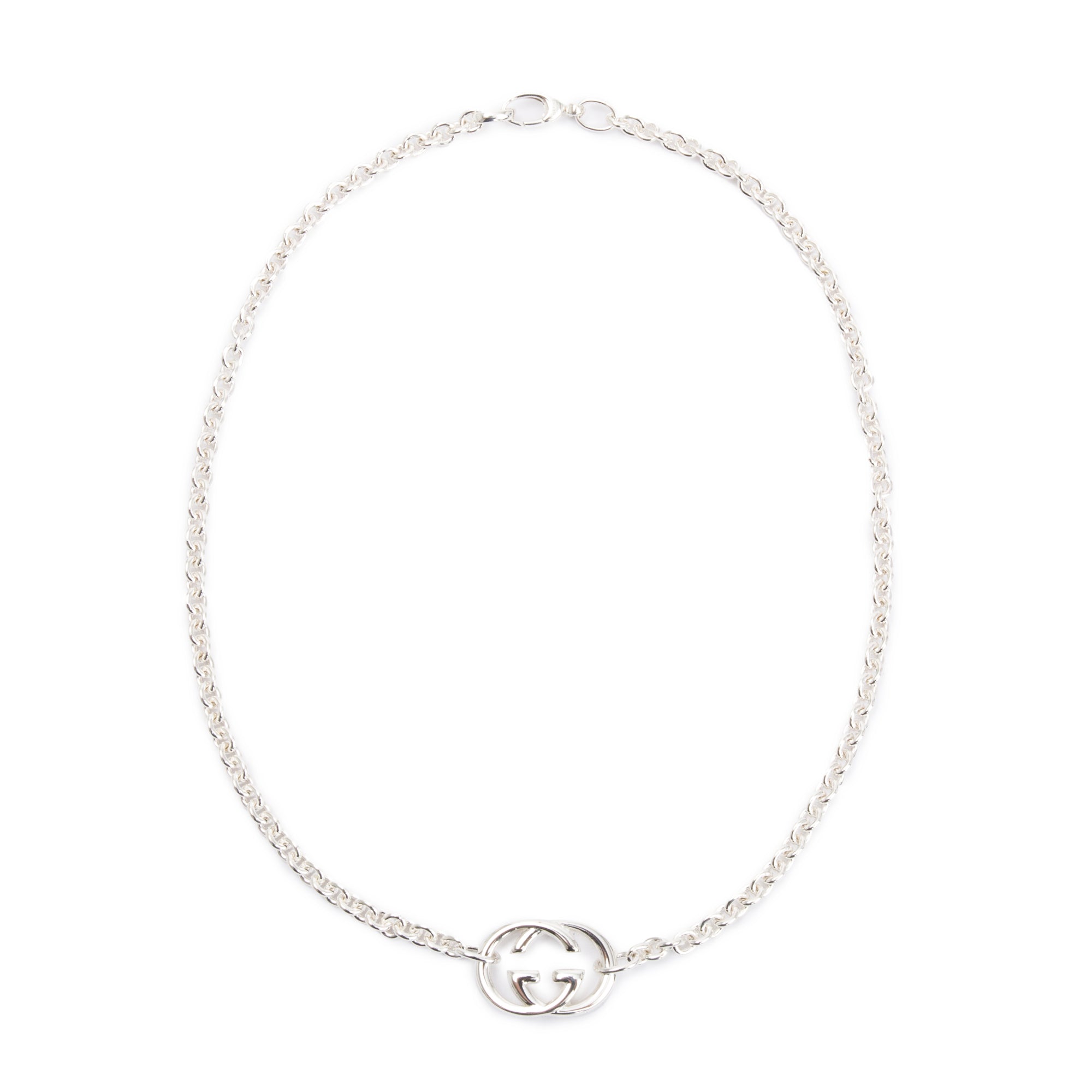 Gucci Sterling Silver Interlocking G Pendant Necklace