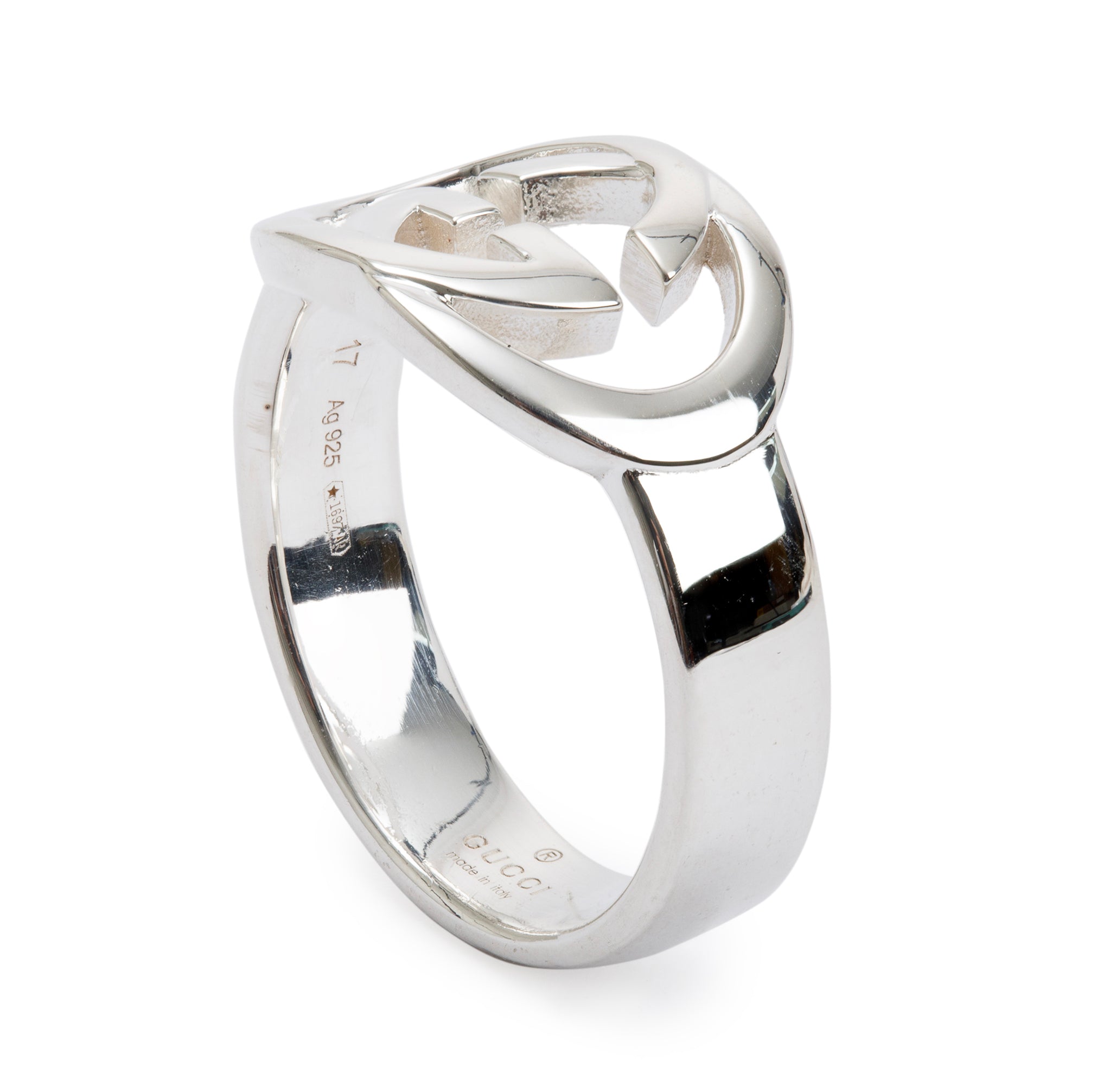 Gucci Sterling Silver Interlocking G Ring, Size 8