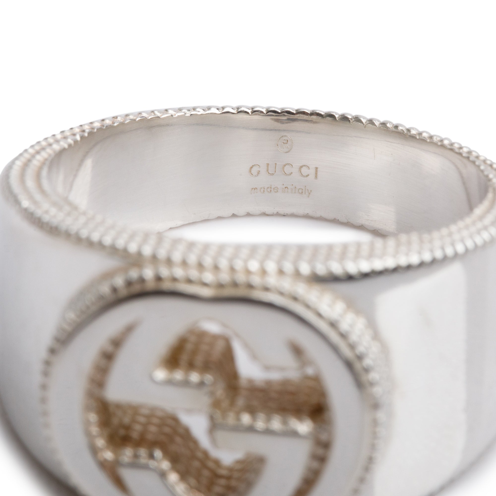 Gucci Sterling Silver Interlocking G Signet Ring, Size 27 12 w/ Box