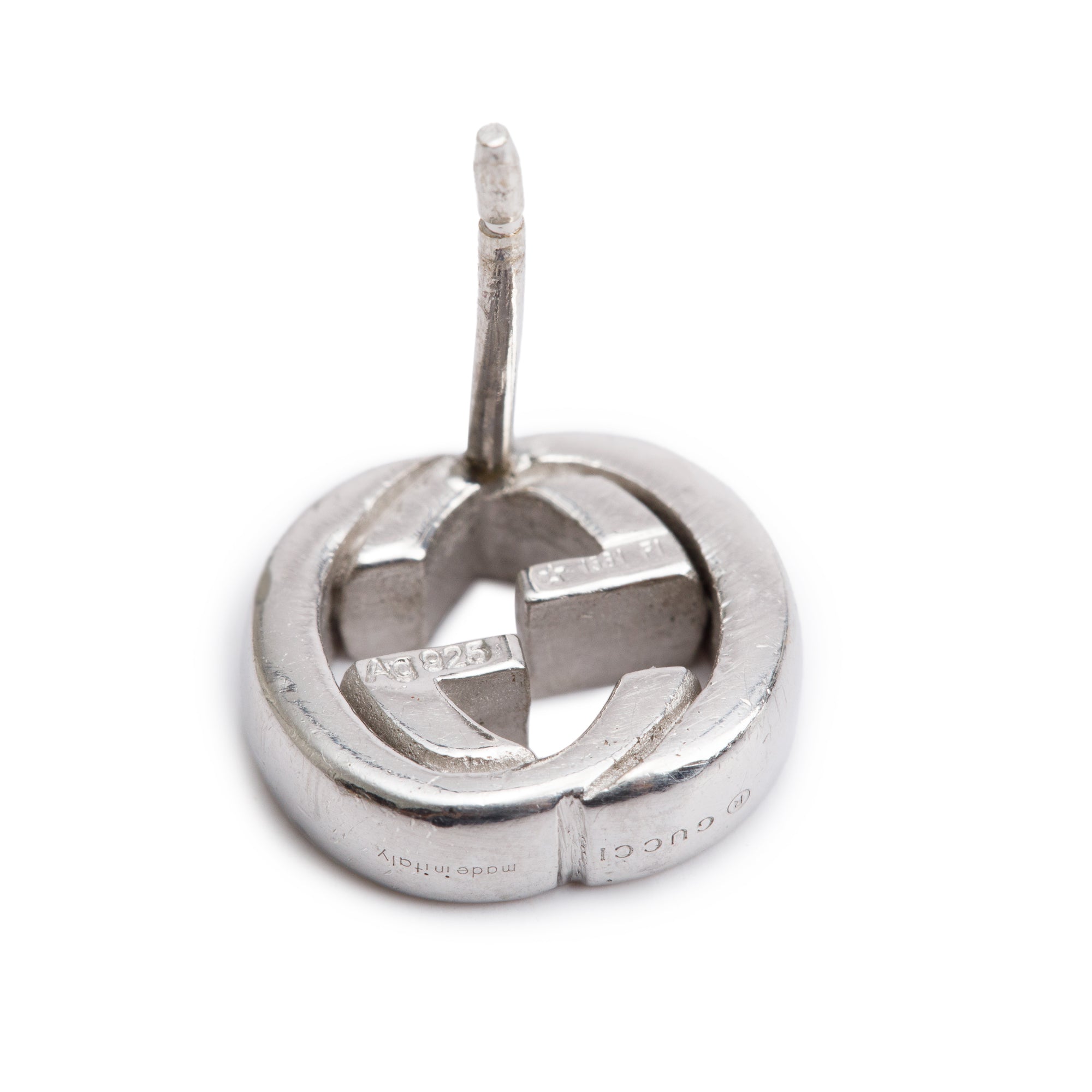 Gucci Sterling Silver Interlocking G Stud Earrings