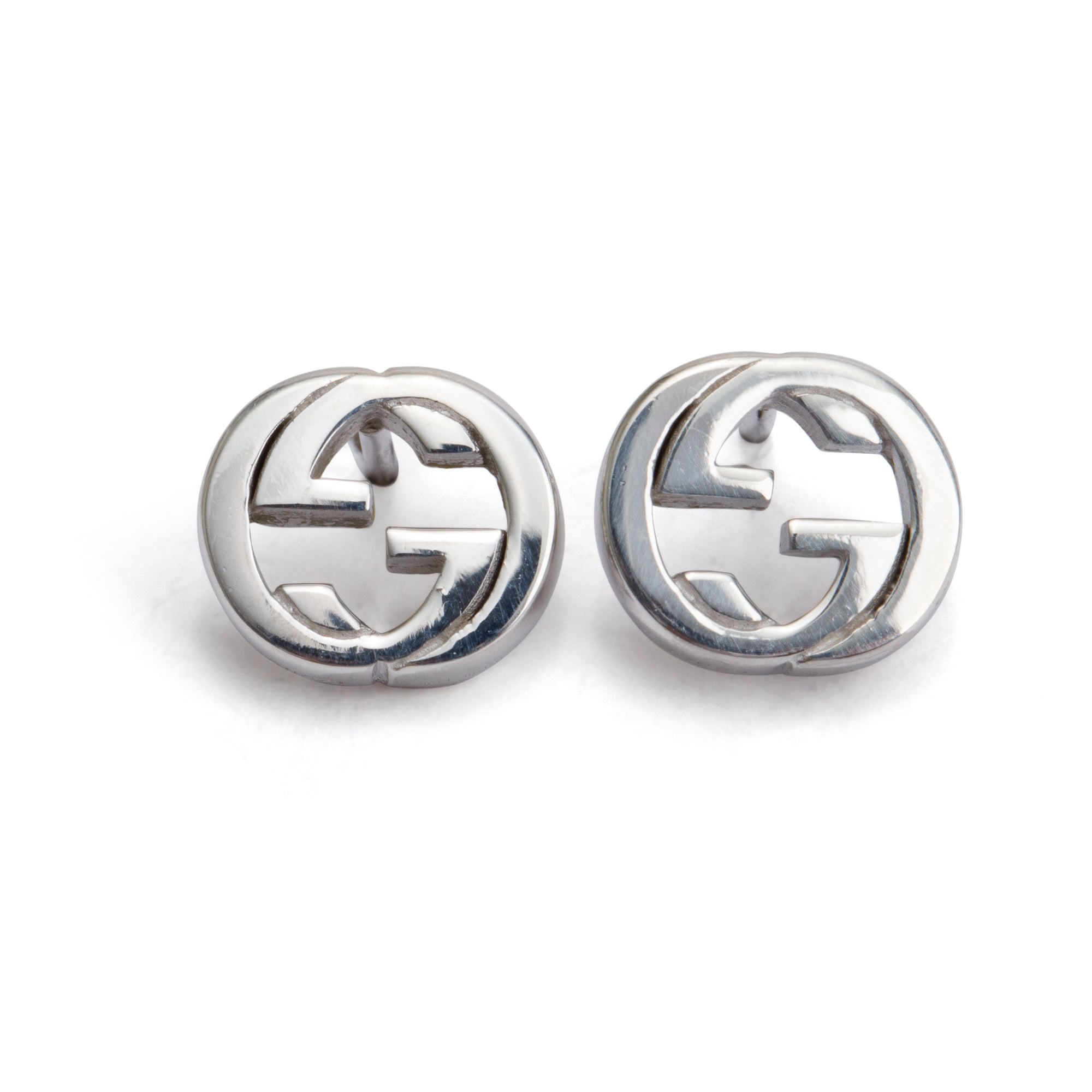Gucci Sterling Silver Interlocking G Stud Earrings w/ Box