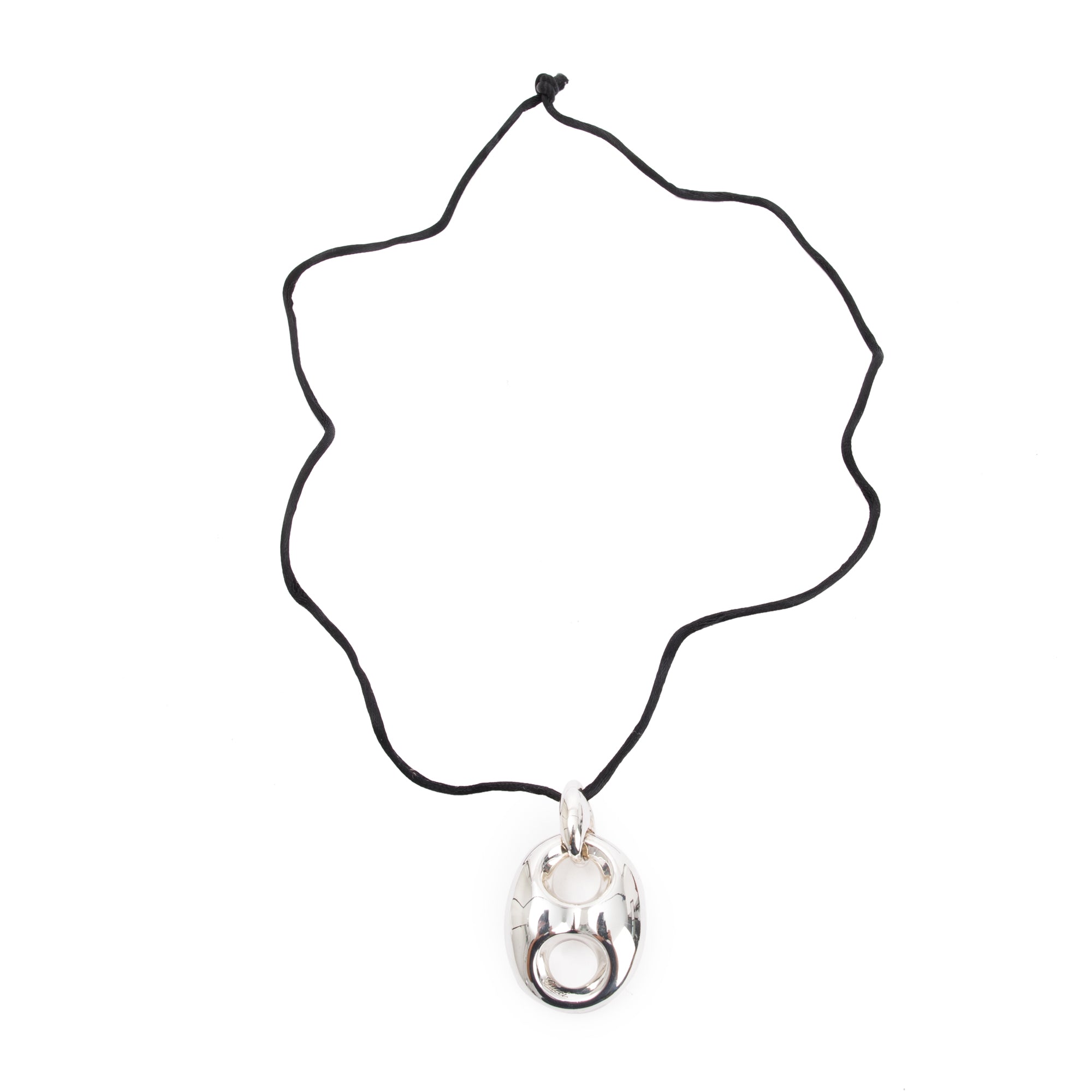 Gucci Sterling Silver Large Marina Pendant Necklace