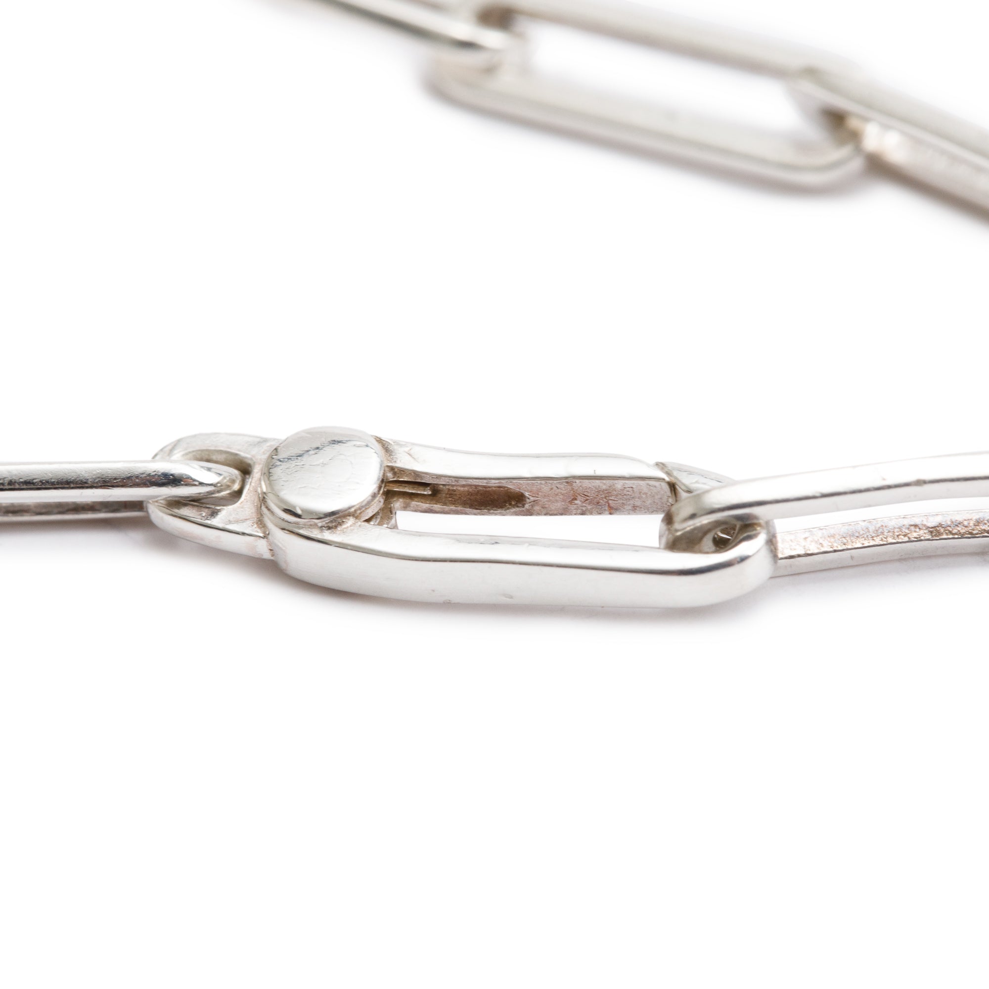 Gucci Sterling Silver Logo Bar & Elongated Link Bracelet