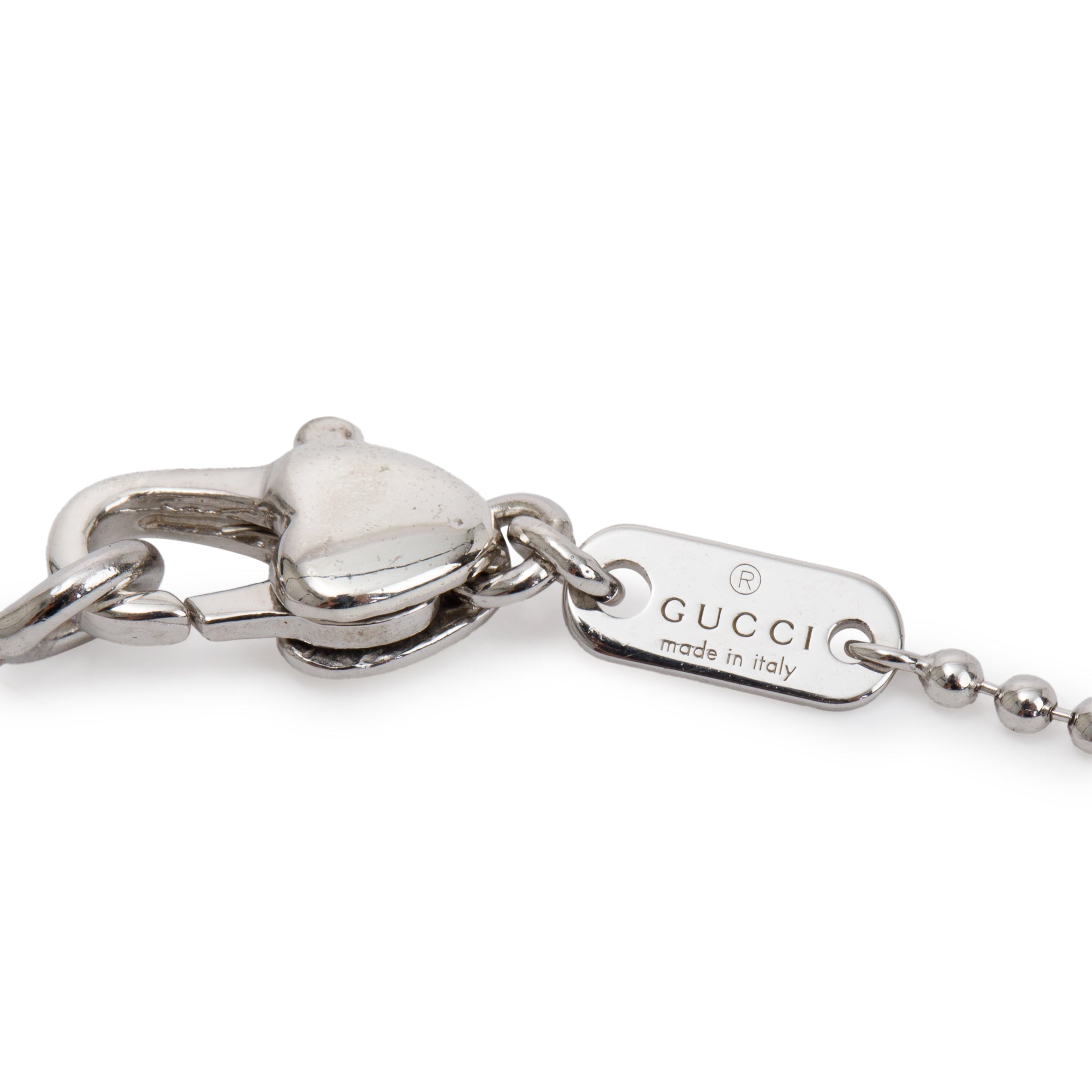 Gucci Sterling Silver Micro Boule Heart & Interlocking G Bracelet