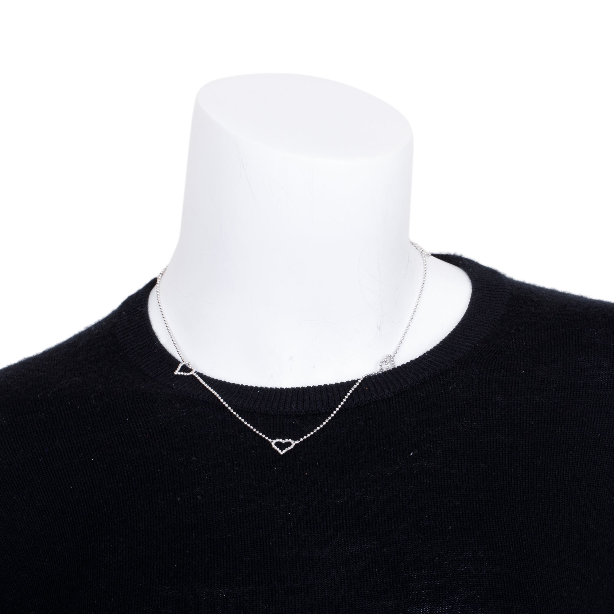 Gucci Sterling Silver Micro Boule Heart & Interlocking G Station Necklace