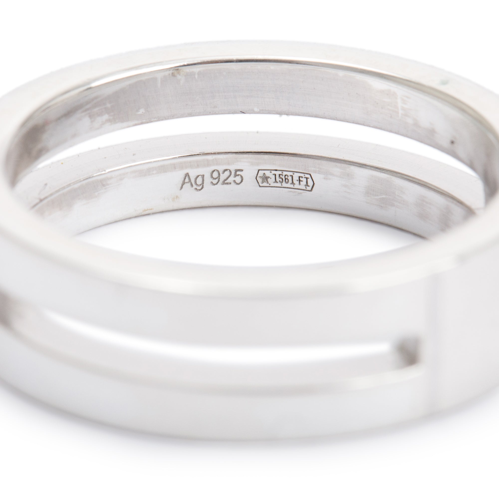 Gucci Sterling Silver Open Band Ring, Size 14 6.75