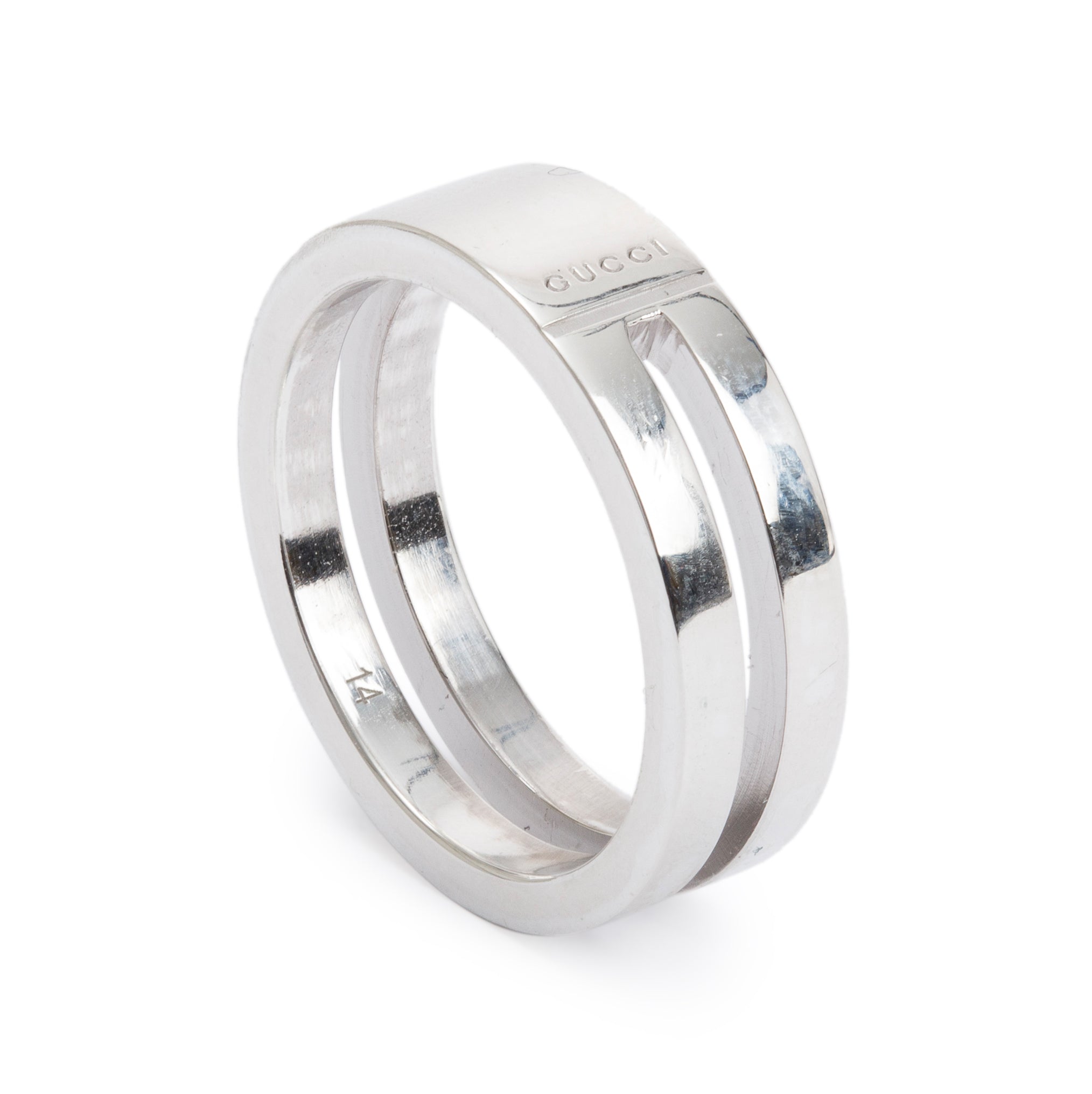 Gucci Sterling Silver Open Band Ring, Size 14 6.75