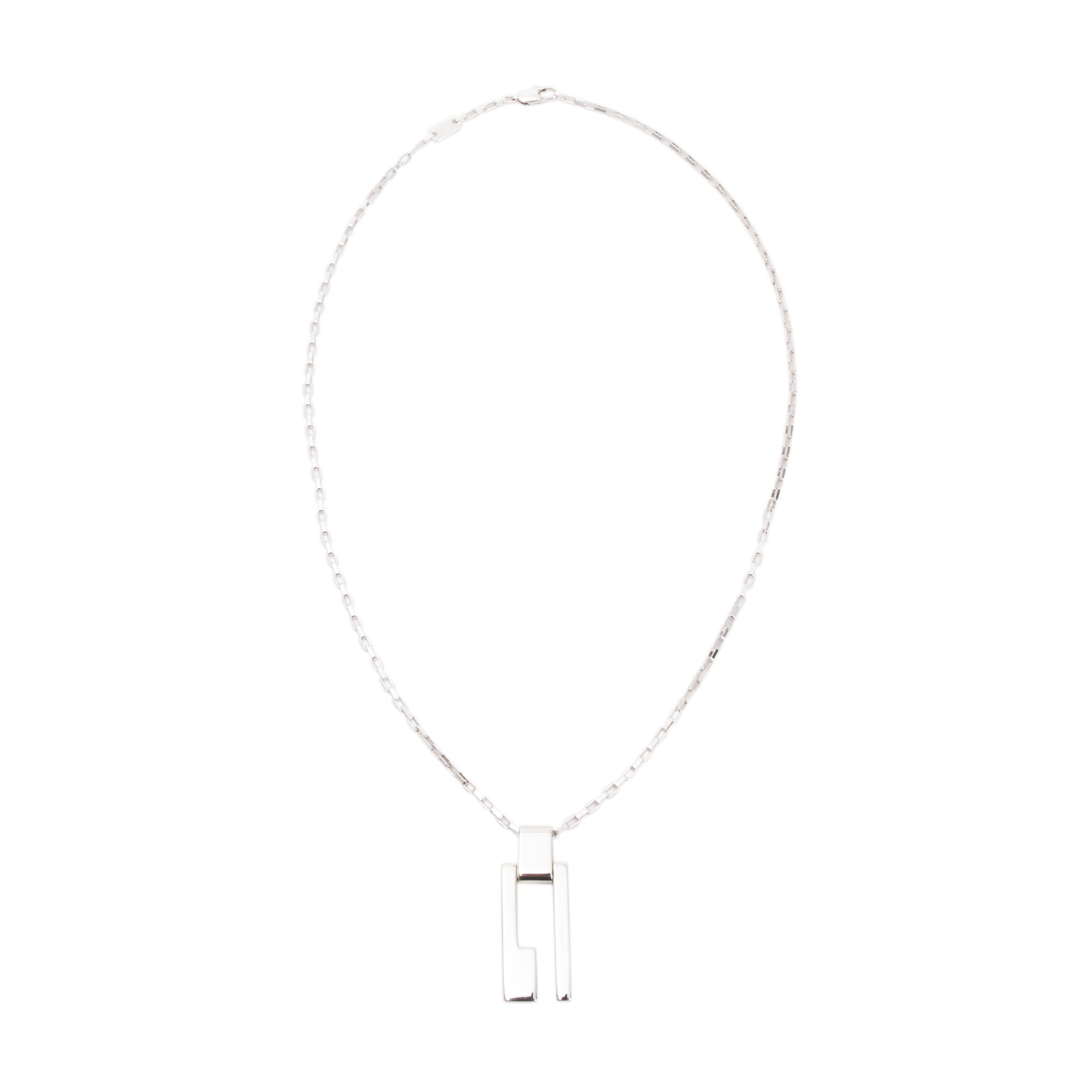 Gucci Sterling Silver Rectangular G Pendant Necklace