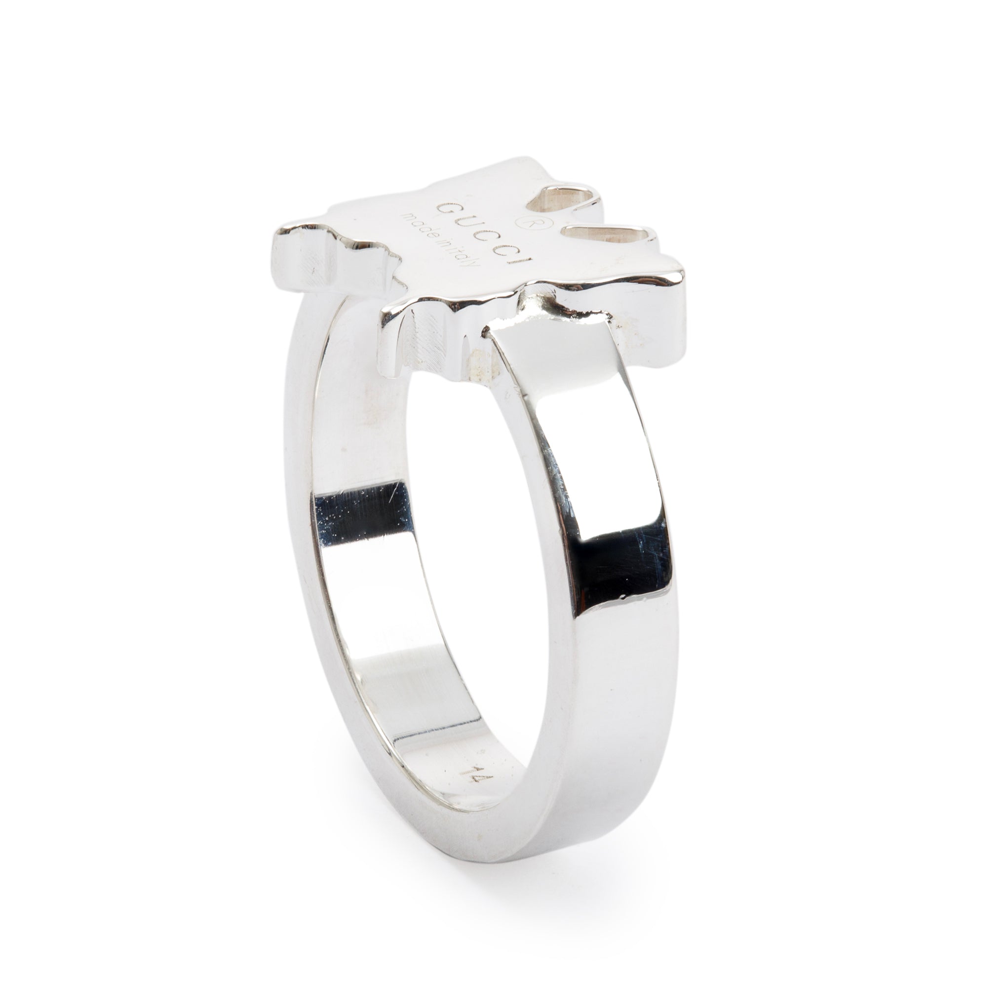 Gucci Sterling Silver Trademark Butterfly Ring, Size 6.75