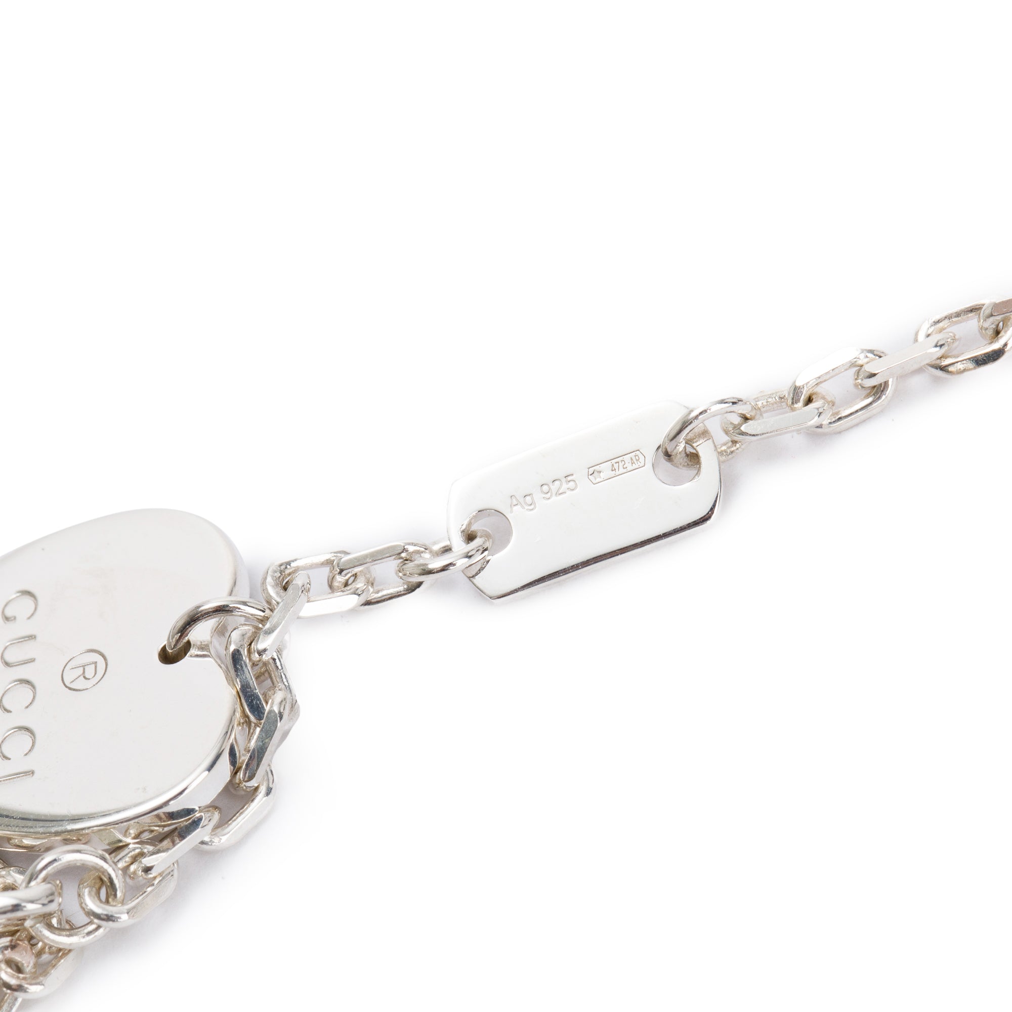 Gucci Sterling Silver Trademark Charm Bracelet w/ Box