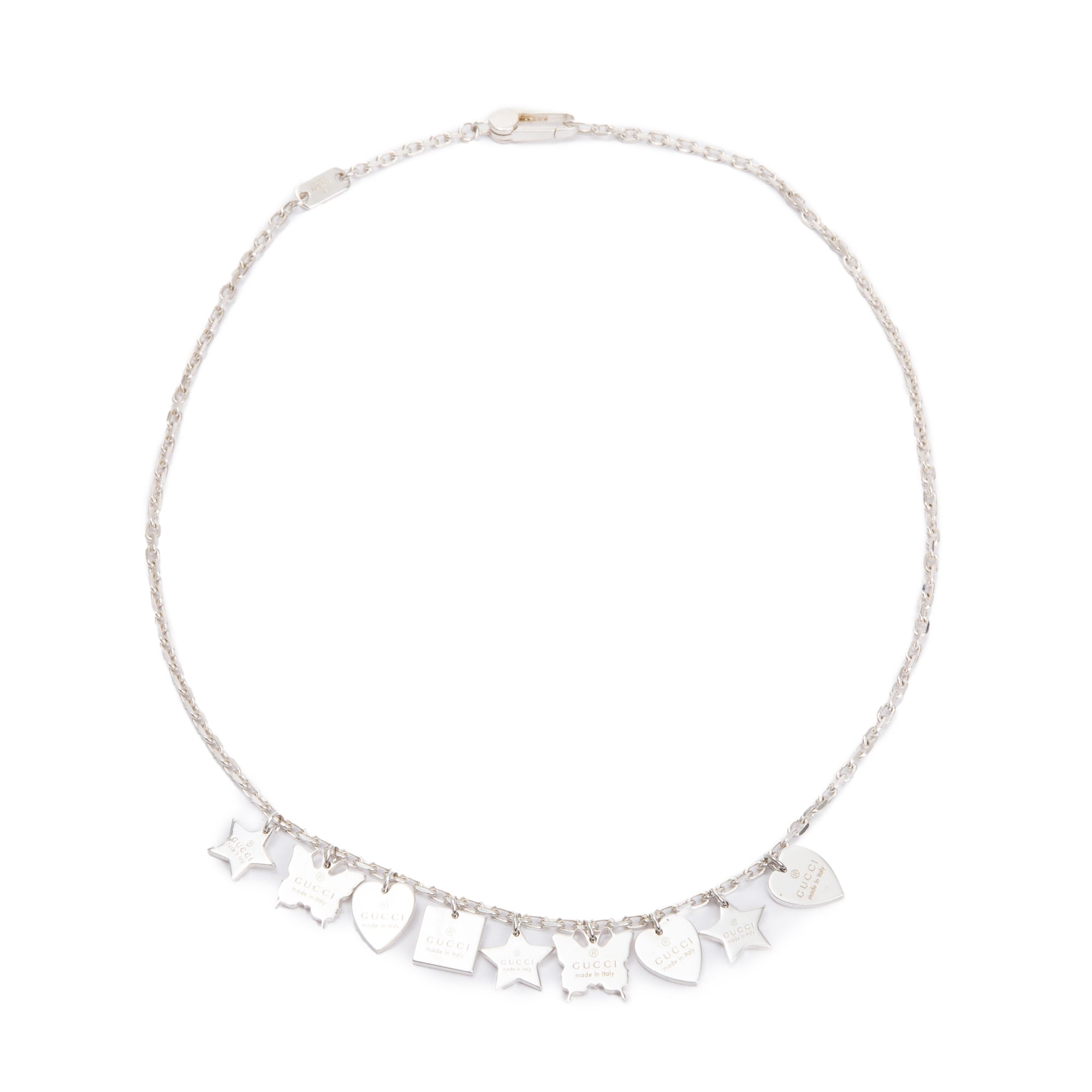 Gucci Sterling Silver Trademark Charm Necklace