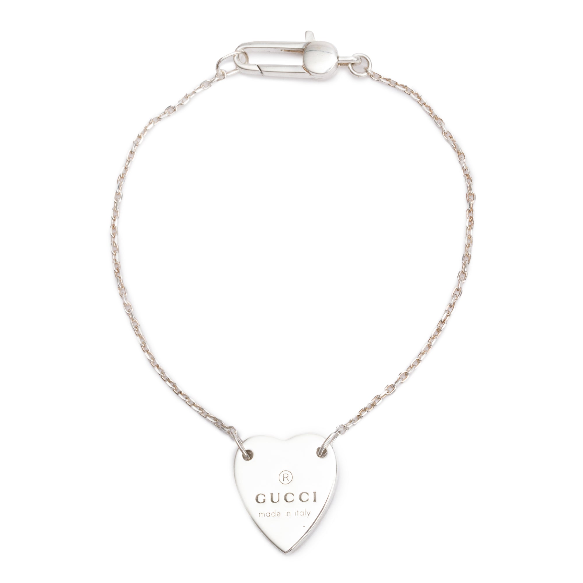 Gucci Sterling Silver Trademark Heart Bracelet
