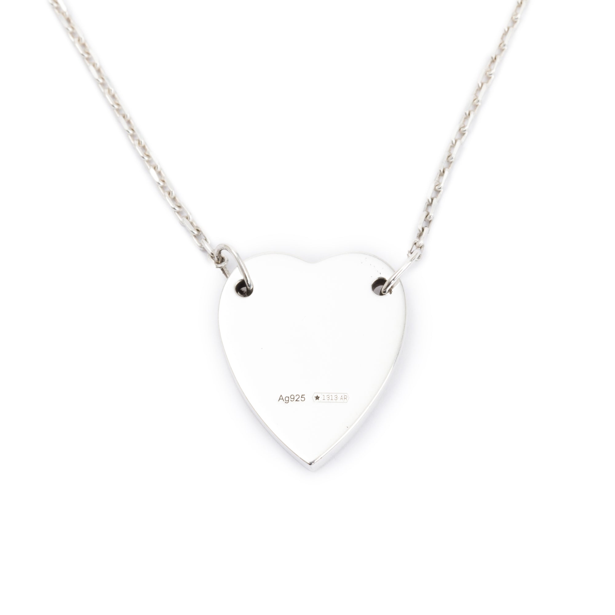 Gucci Sterling Silver Trademark Heart Pendant Necklace