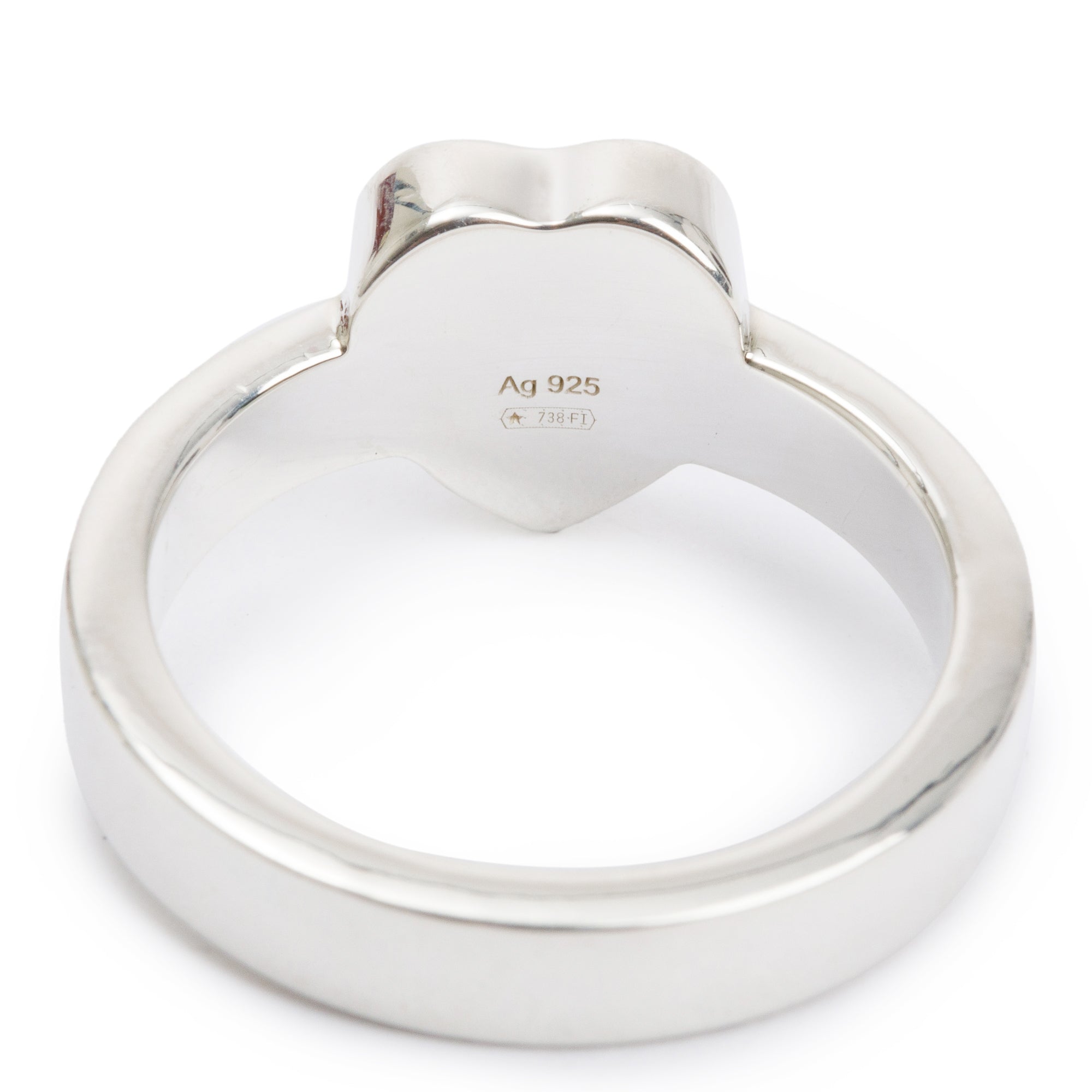 Gucci Sterling Silver Trademark Heart Ring, Size 13 6.5
