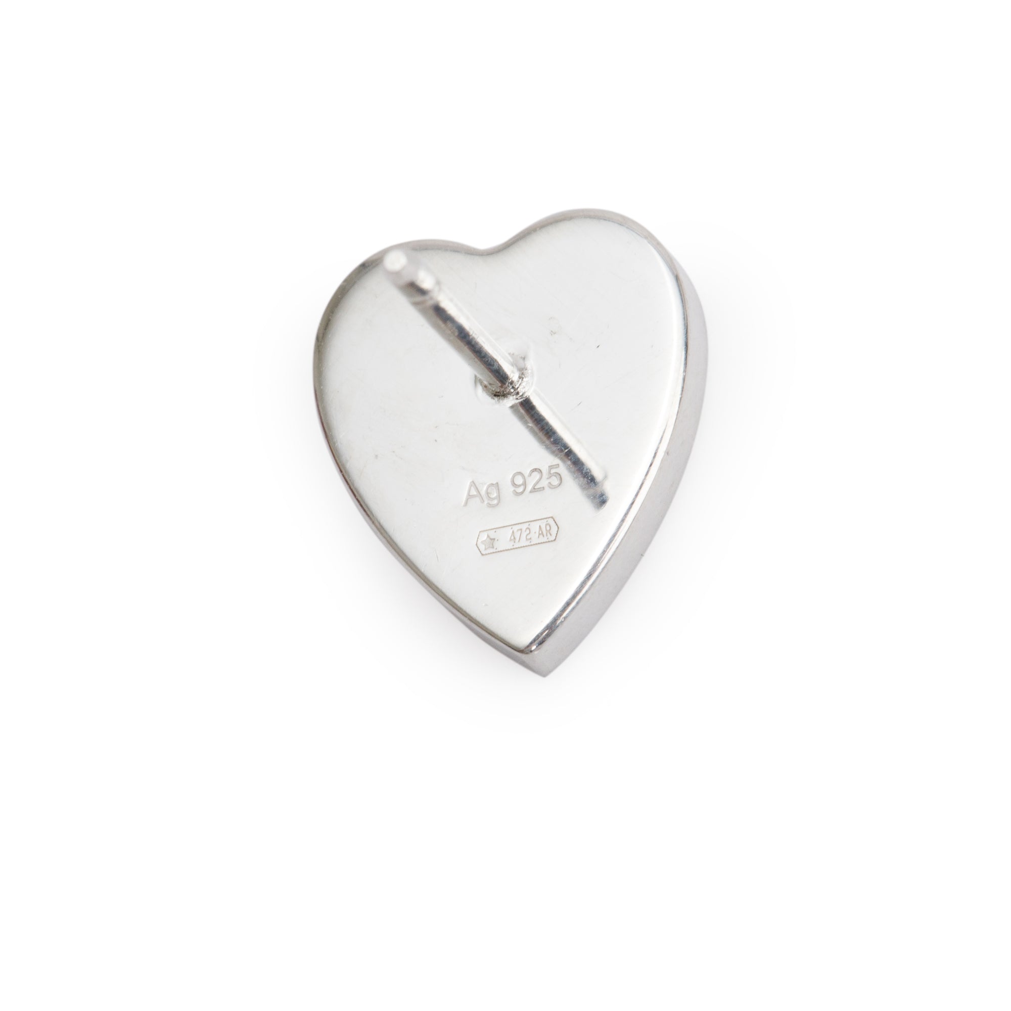 Gucci Sterling Silver Trademark Heart Stud Earrings w/ Box