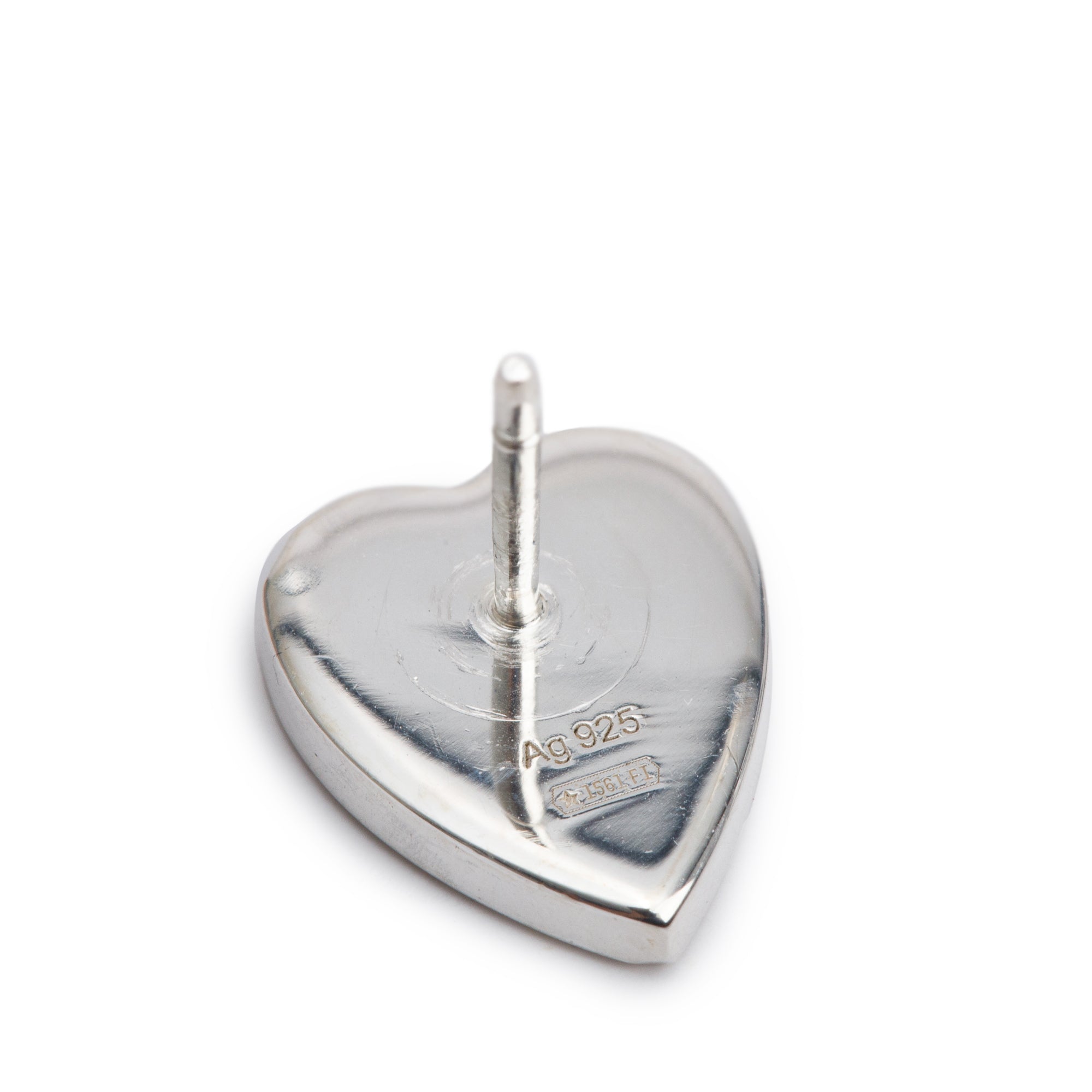 Gucci Sterling Silver Trademark Heart Stud Earrings w/ Box