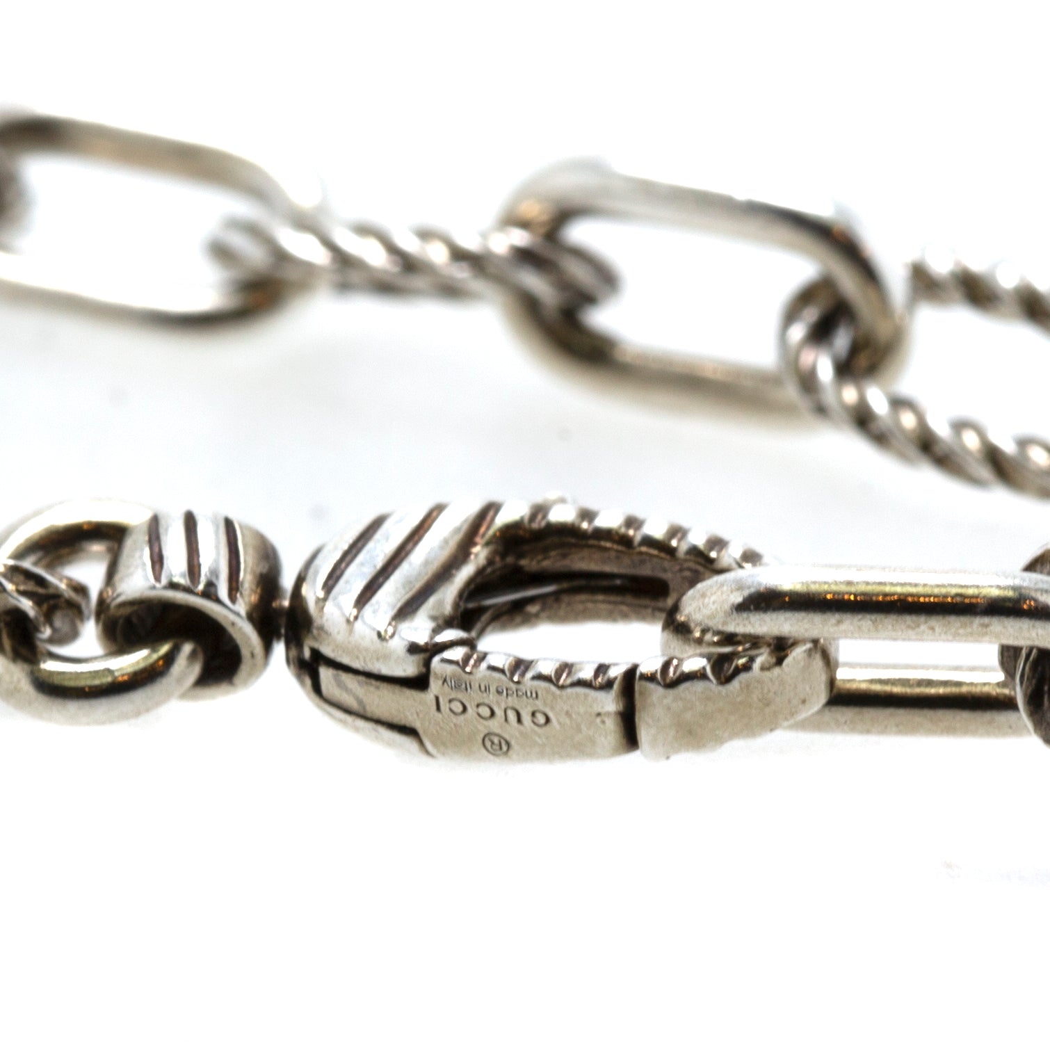 Gucci Sterling Silver Twisted G Charm Bracelet w/ Box