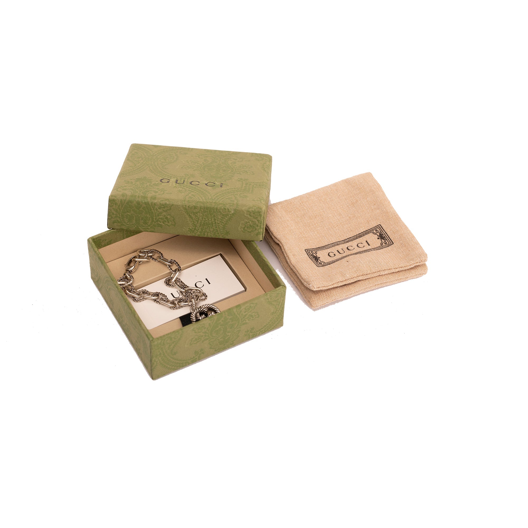 Gucci Sterling Silver Twisted G Charm Bracelet w/ Box