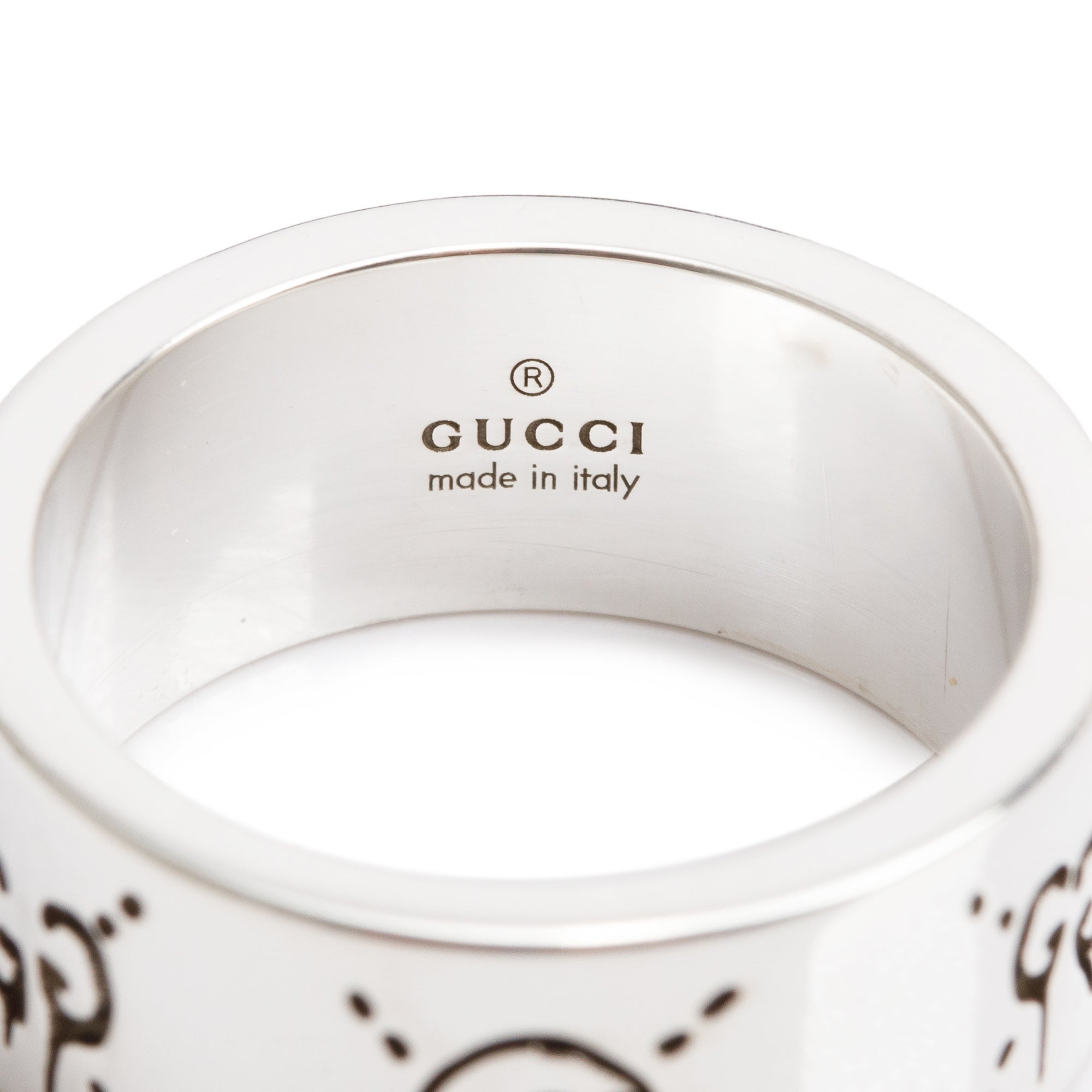 Gucci Sterling Silver Wide 9MM Ghost Ring, Size 18 8