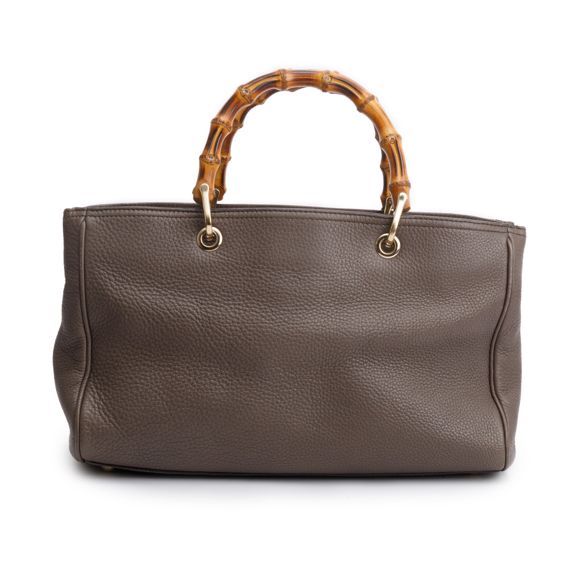 Gucci Taupe Calfskin Leather Medium Bamboo Shopper Tote w/ Strap