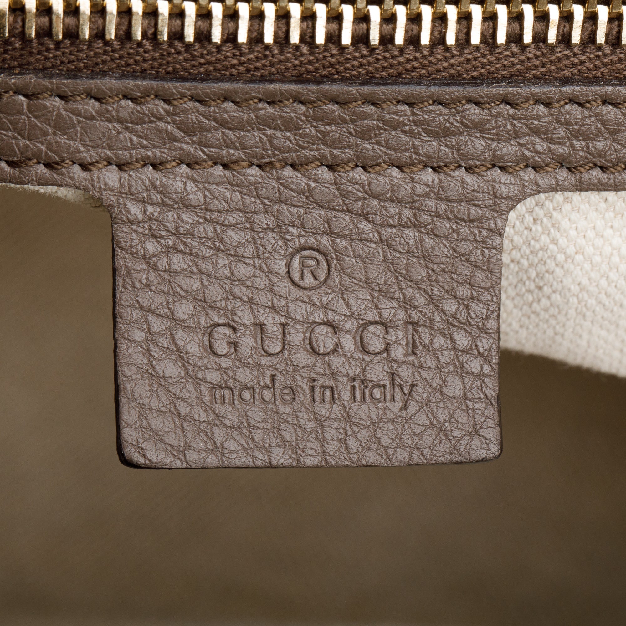 Gucci Taupe Calfskin Leather Medium Bamboo Shopper Tote w/ Strap