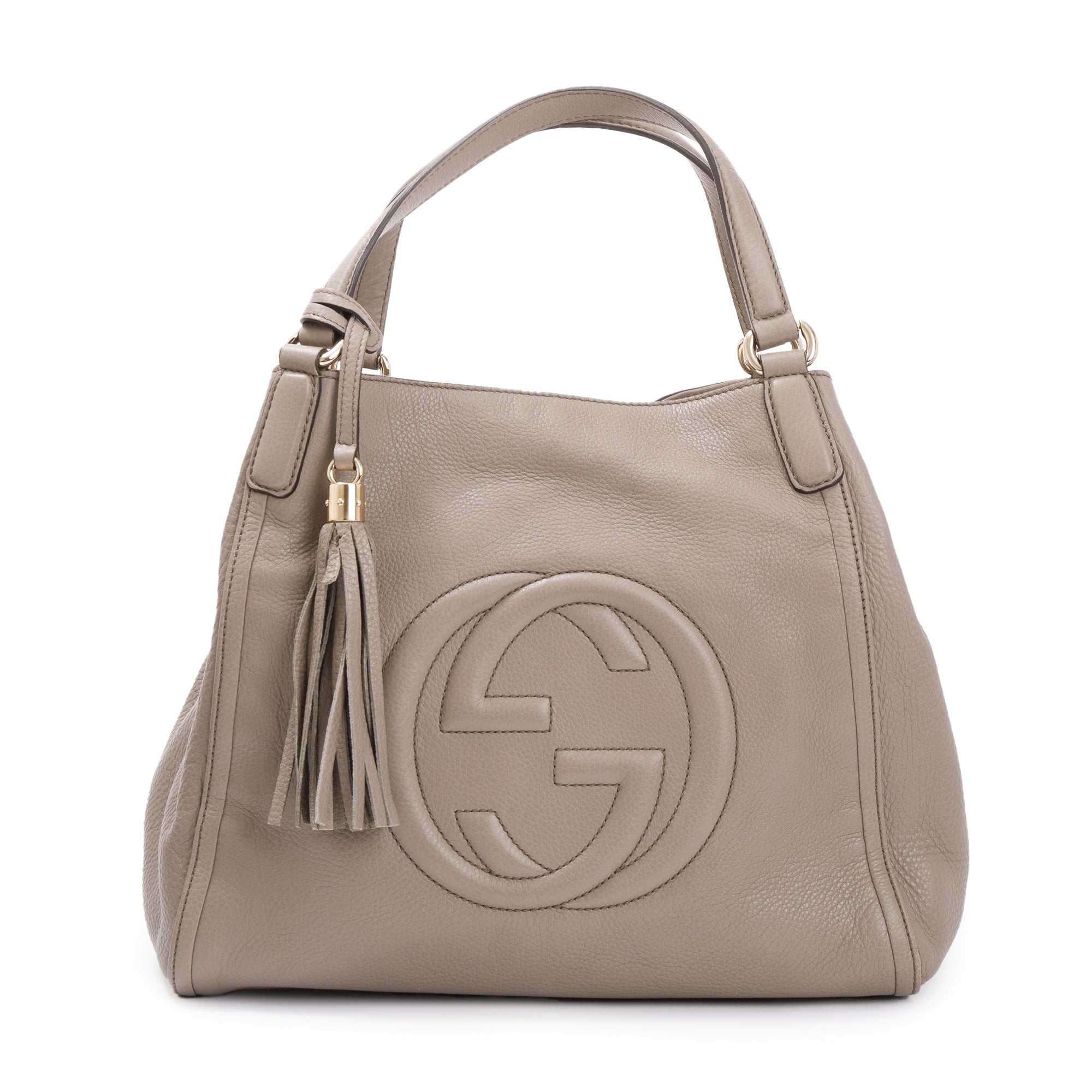 Gucci Taupe Pebbled Calfskin Leather Medium Soho Tote
