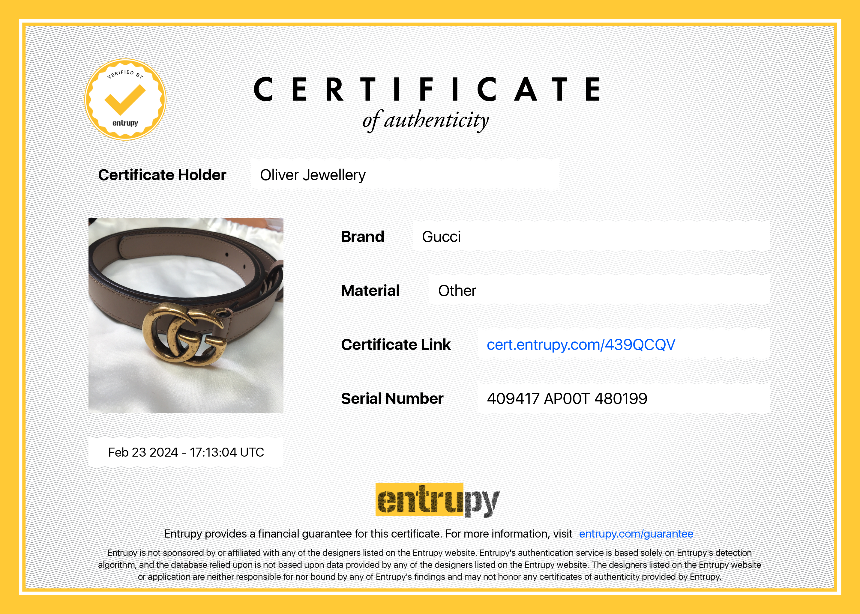 Gucci Thin Beige Leather Belt with Double G Buckle, 85 34 w/ Box