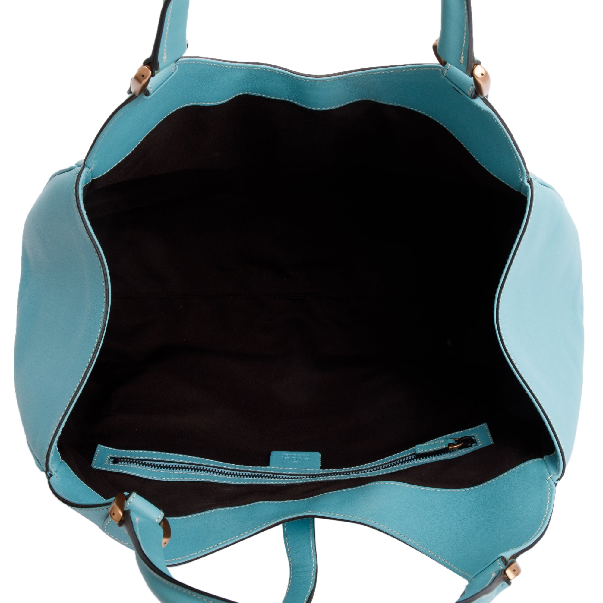 Gucci Turquoise Leather Large Nailhead Jackie Bardot Bag