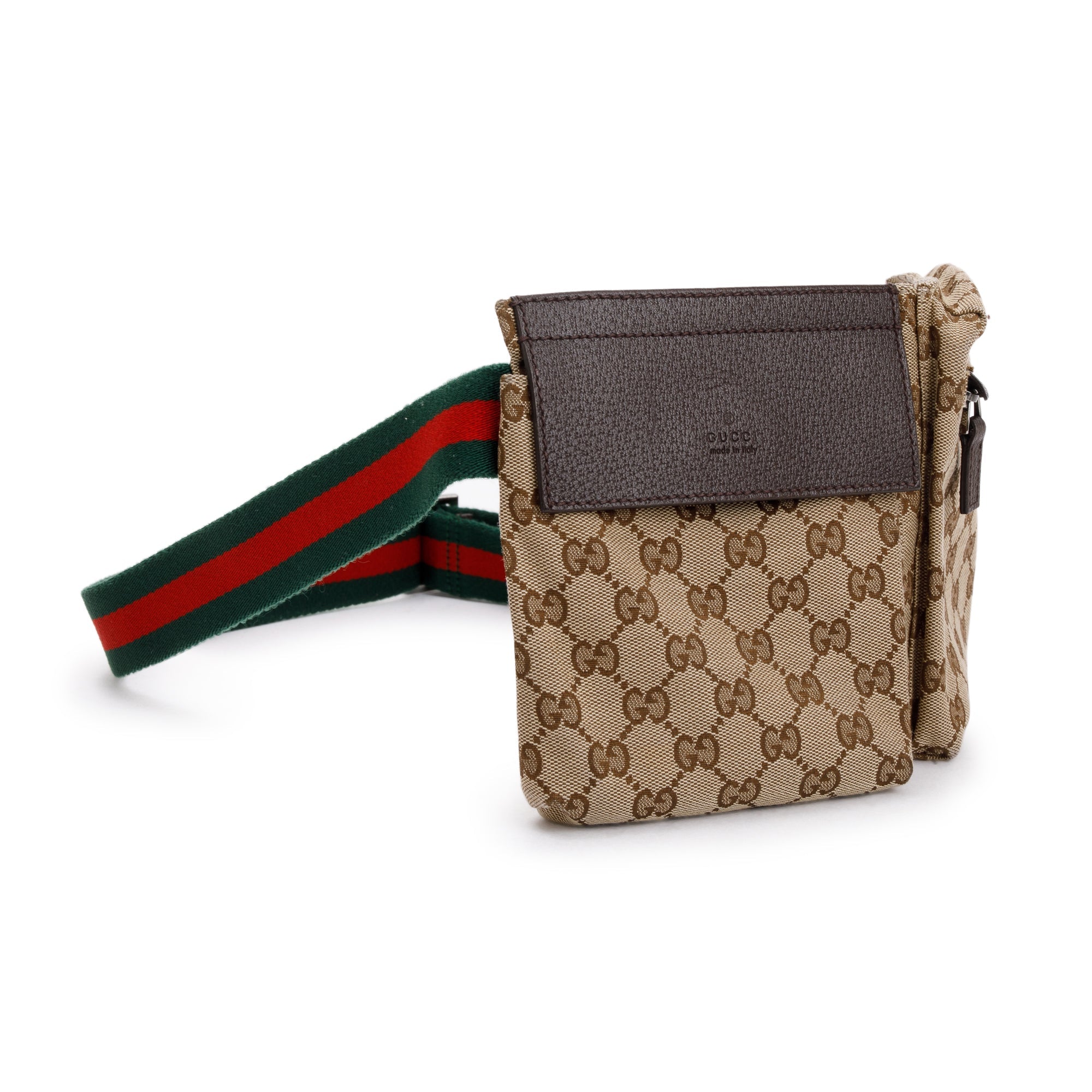 Gucci Vintage GG Canvas Double Pocket Belt Bag