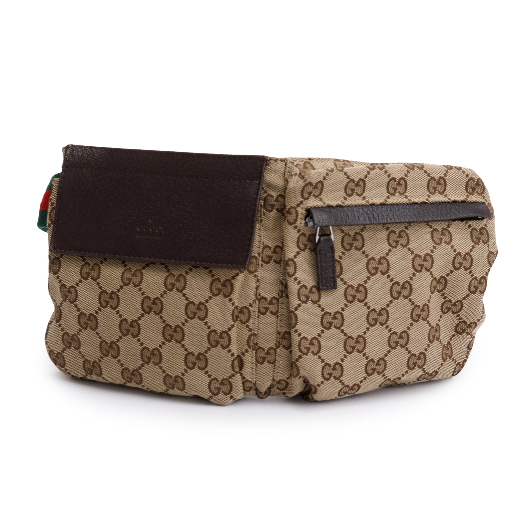 Gucci Vintage GG Canvas Double Pocket Belt Bag