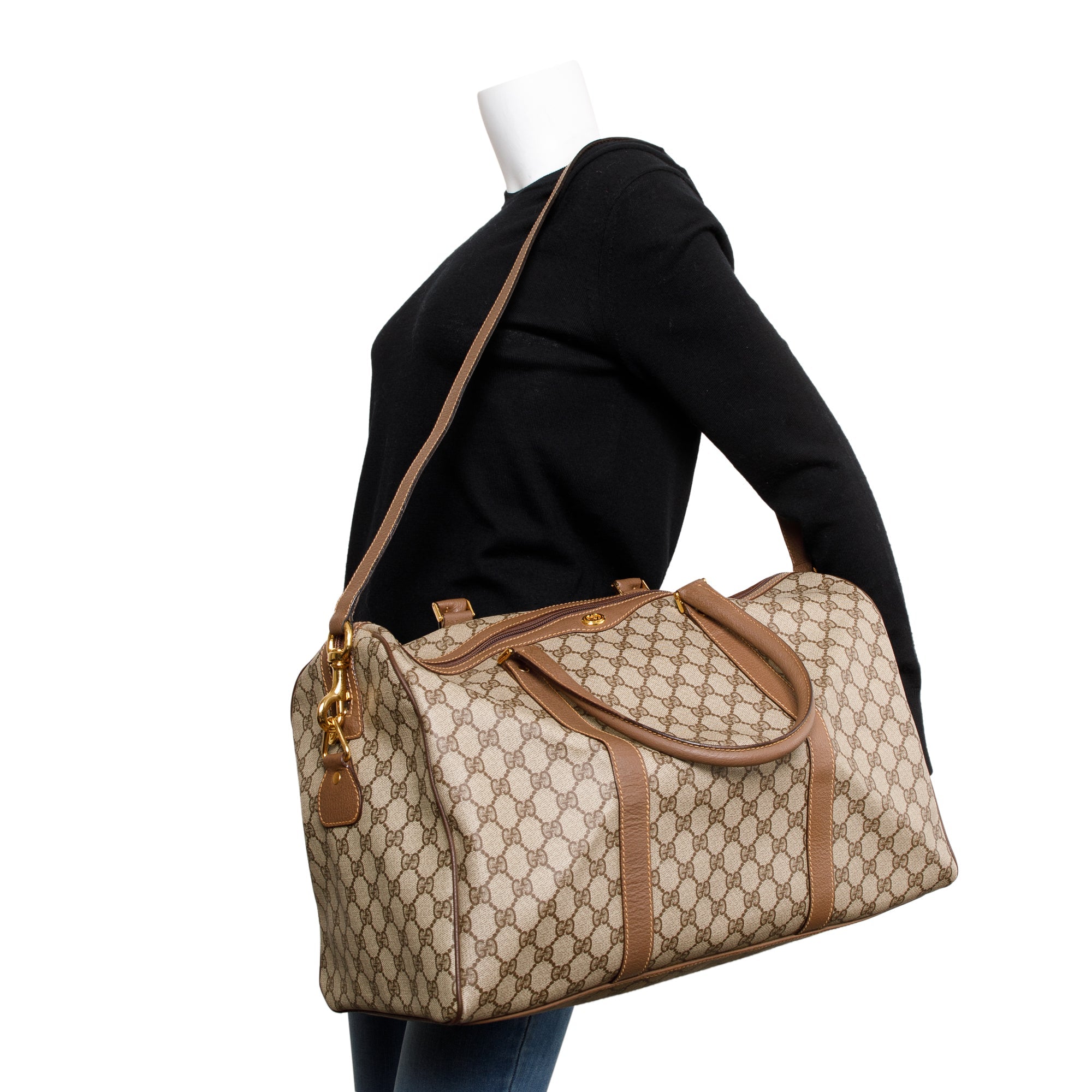 Gucci Vintage GG Supreme Interlocking G Duffle Bag w/ Strap