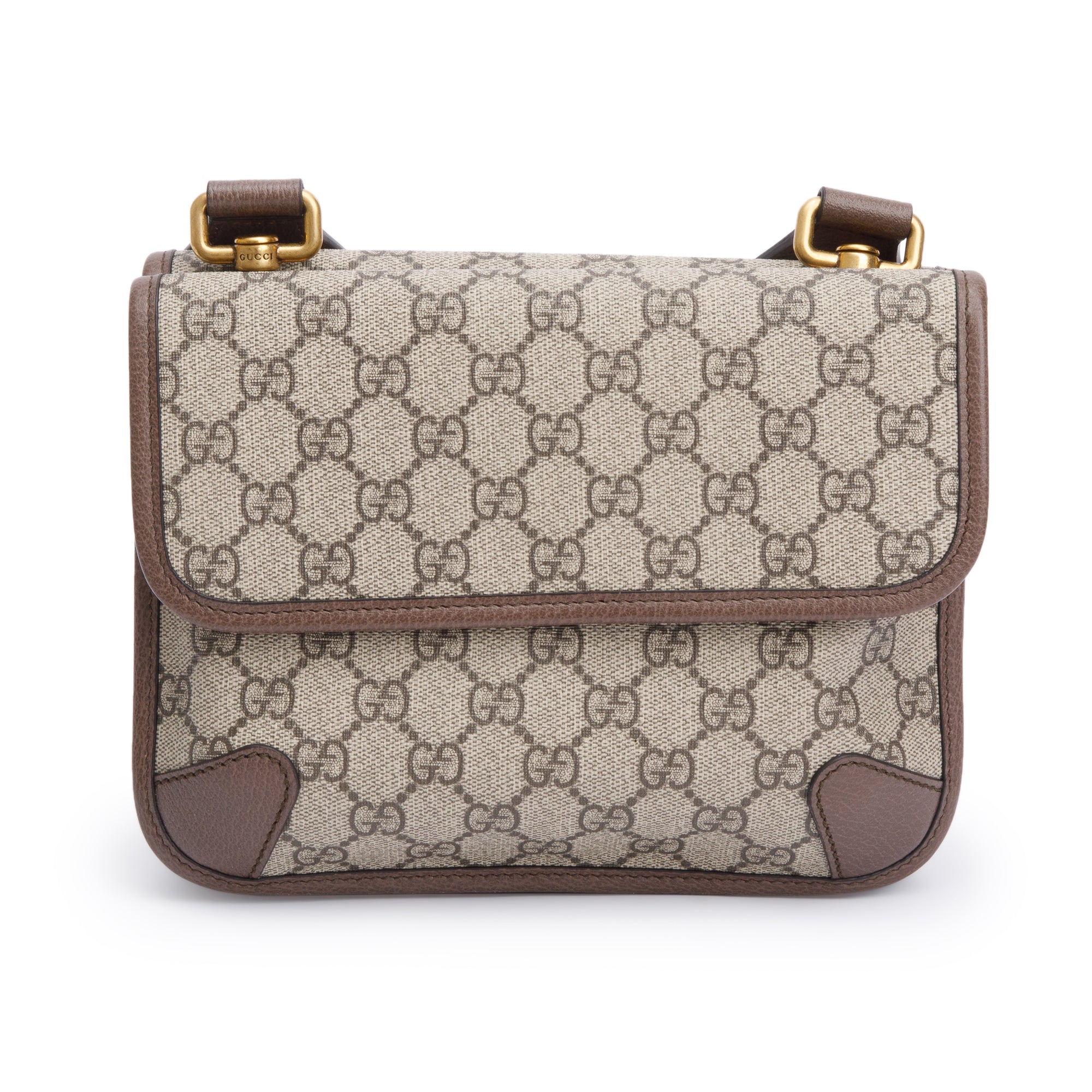 Gucci Vintage Neo GG Supreme Small Double Flap Messenger Bag w/ Box