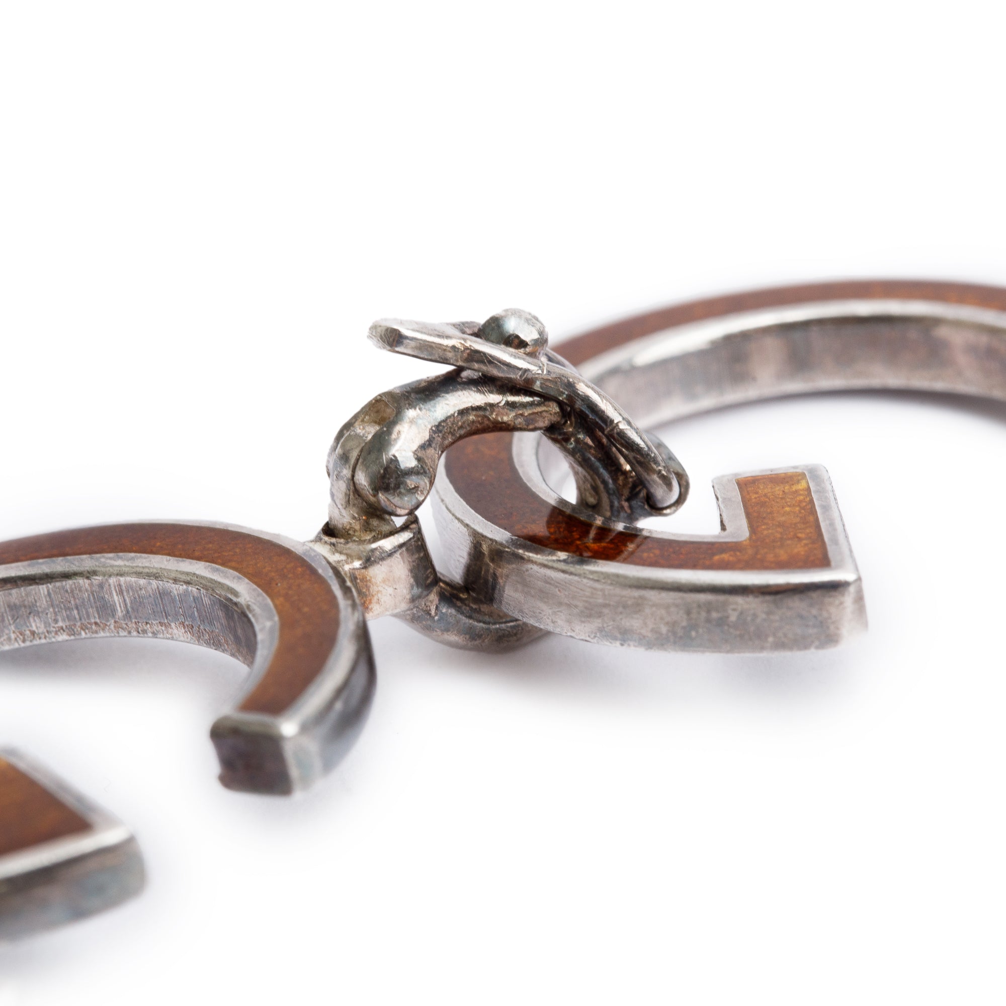 Gucci Vintage Sterling Silver Enamel G Link Bracelet