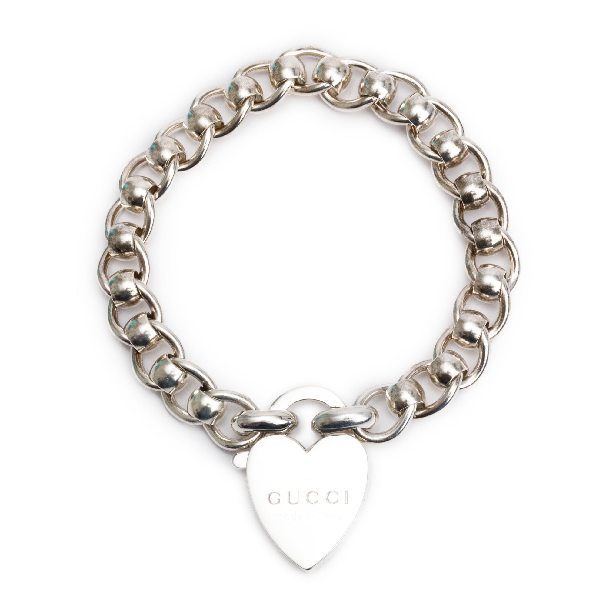 Gucci Vintage Sterling Silver Heart Lock Bracelet